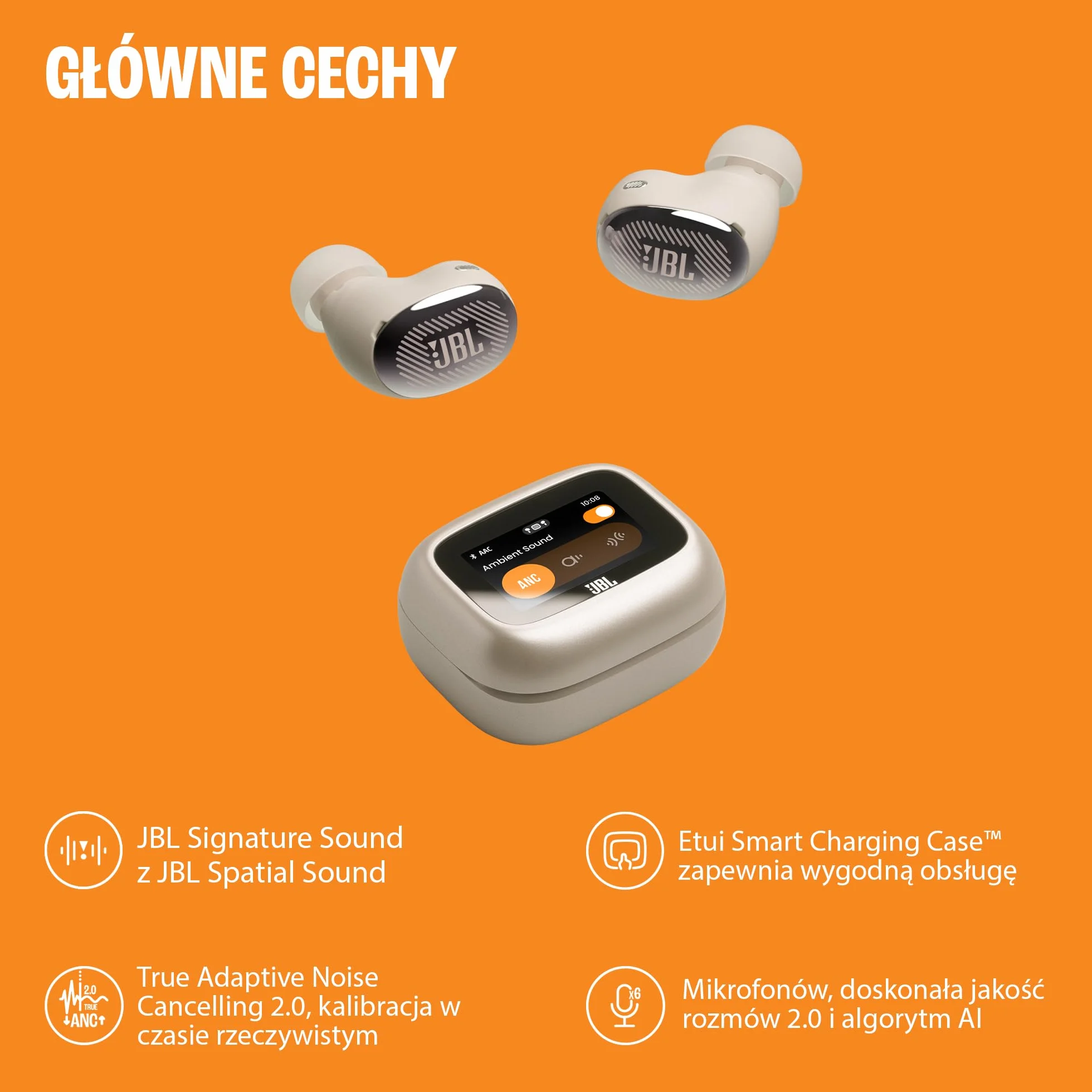 JBL Live Buds 4, Bezprzewodowe Słuchawki Bluetooth, Czarne | 40Hrs, True Adaptive Noise Cancelling i Dźwięk JBL Signature, Wodoodporność IP55, Inteligentne Etui ładujące
