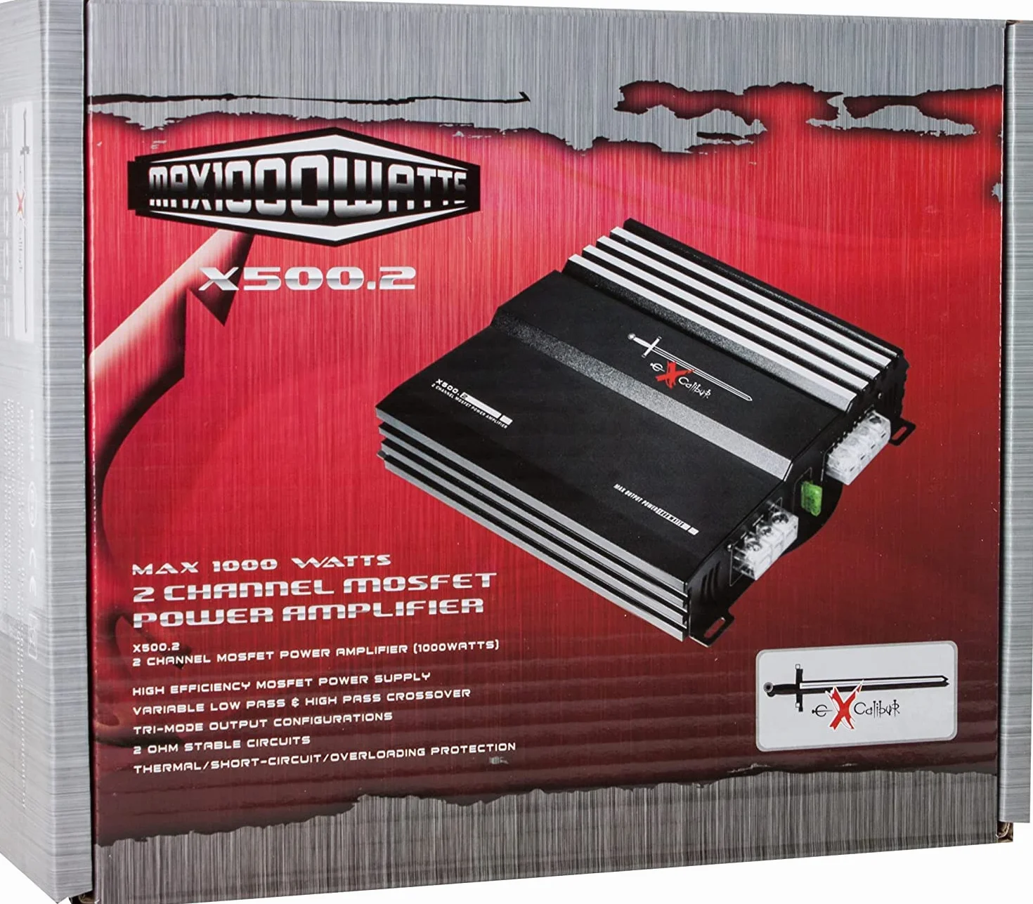 Excalibur Mosfet, X500.2 2-kanałowy Wzmacniacz Samochodowy, 1000 W, Czarny