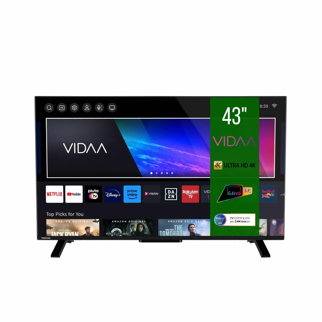 Toshiba Smart VIDAA, 43" Ultra HD 43UV2363DA TV 4K, 43", telewizor LED kompatybilny z Alexa, DVB-T2, technologią LED, Dolby Vision HDR10, HDMI 2.1