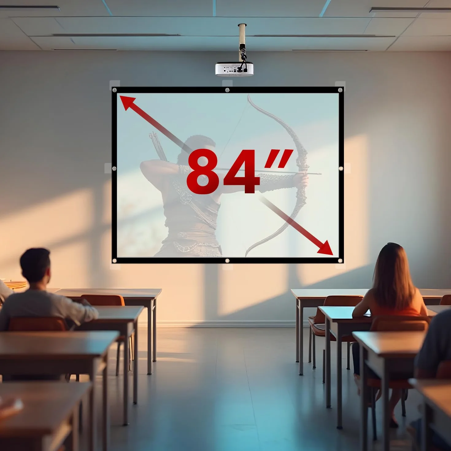 Ekran projekcyjny Maclean Portable - ekran poliestrowy z czarną ramką 25 mm, kątem widzenia 179° i łatwą instalacją (84", 175x131cm)