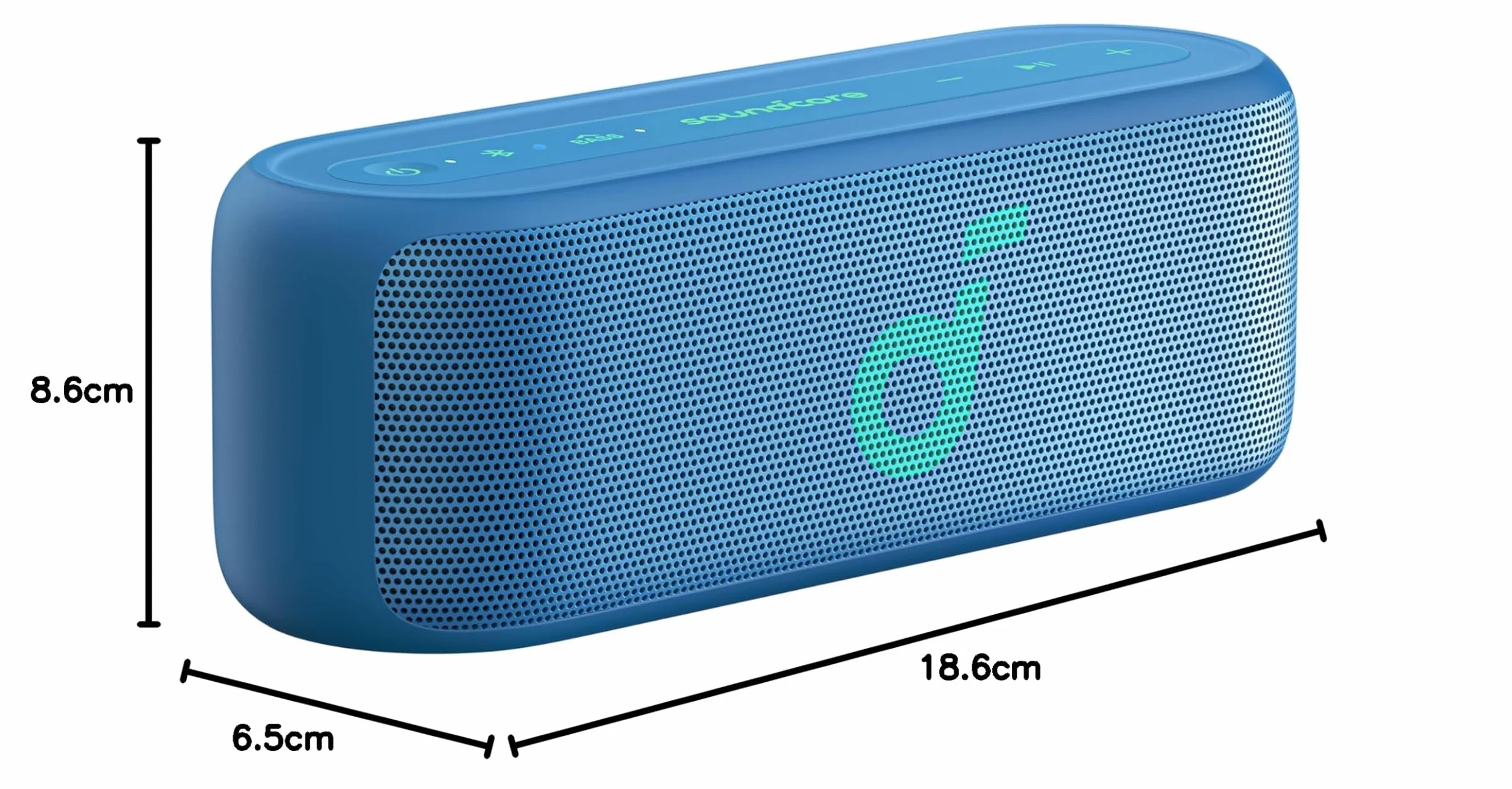 soundcore Select 2S, przenośny głośnik Bluetooth z dźwiękiem stereo 20 W, technologią BassUp™, 16 godz. czasu odtwarzania,bezprzewodowe parowanie stereo, wodoodporność IPX7 na wędrówki. (Niebieski)