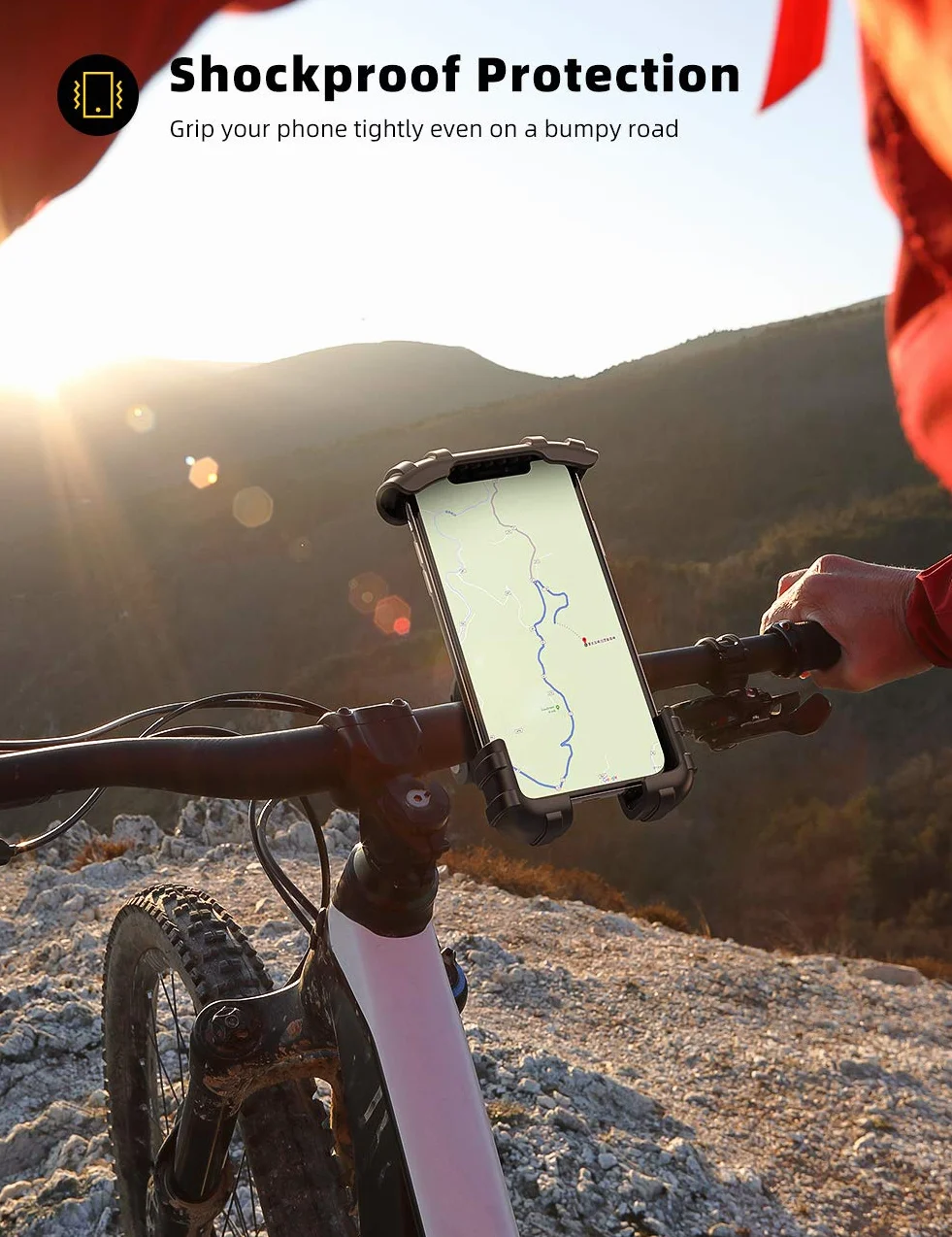 Lamicall Uchwyt na telefon rowerowy, stojak na telefon motocyklowy - Uniwersalny uchwyt obrotowy 360 na iPhone 12, 11 Pro Xs Max XR X 8 7 6S Plus, HUAWEI, Samsung S10 S9 S8, inne telefony