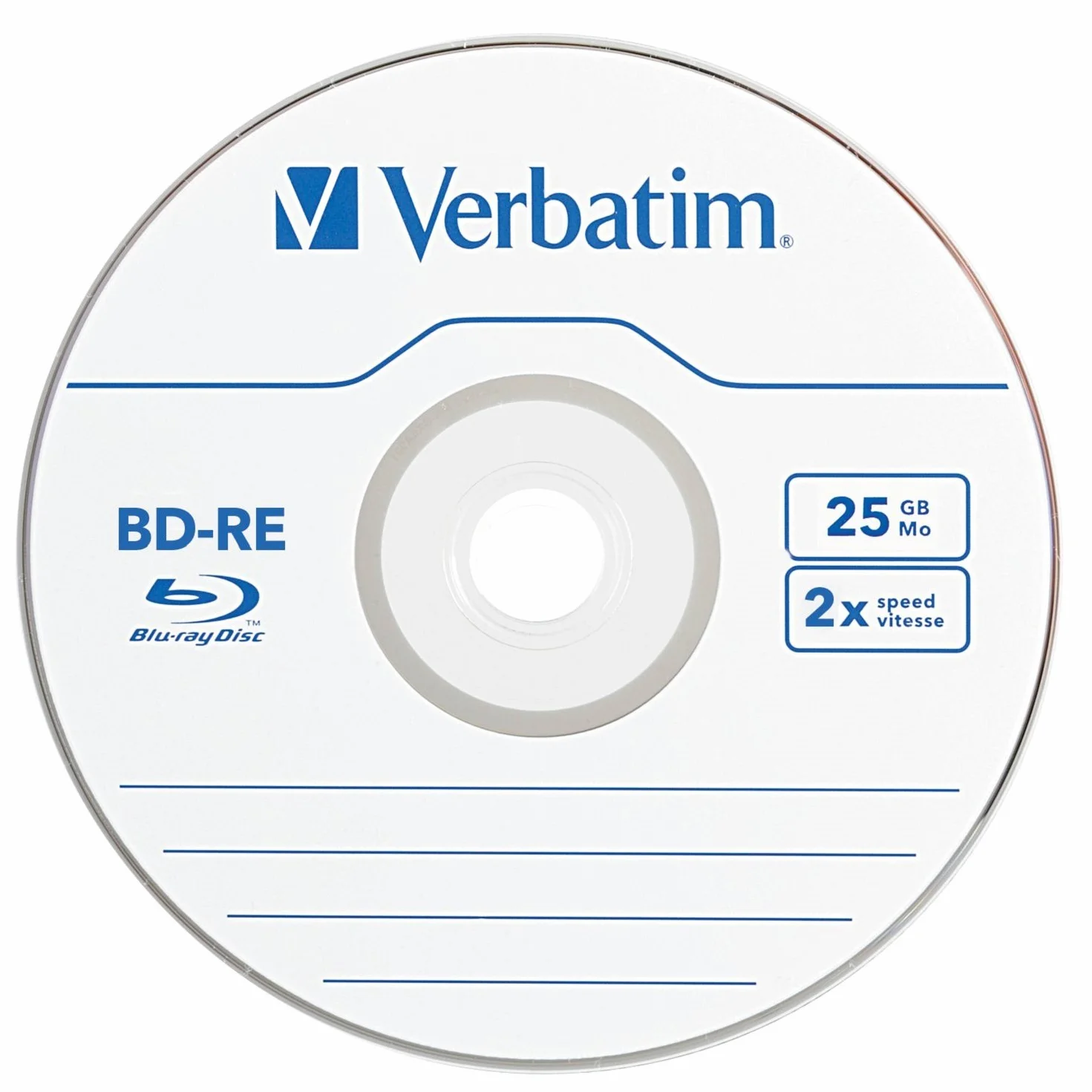 Jednowarstwowe Blu-ray VERBATIM BD-RE 25 GB I Dysk Blu-ray z 2x szybkością zapisu I z ochroną przed zarysowaniem I 10-pak I Płyty Blu-ray na pliki wideo i audio