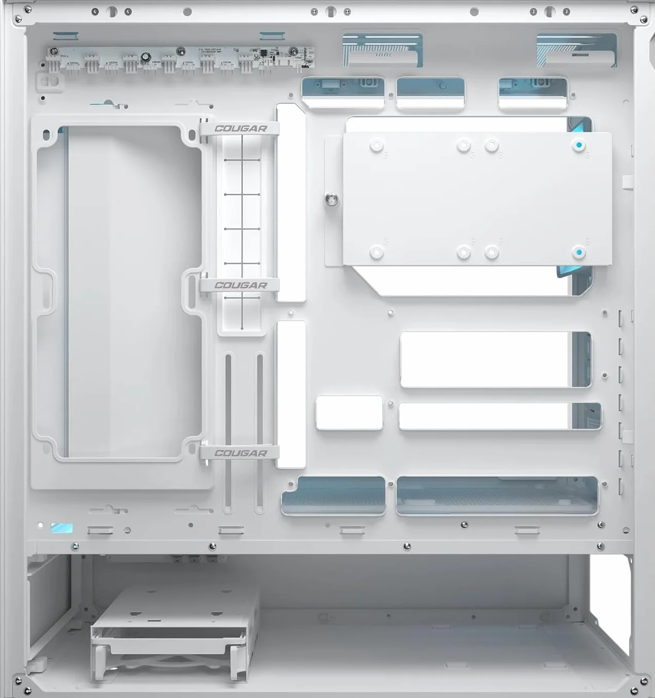Cougar CFV235 - ARGB Gaming Mid‑Tower obudowa, ATX/CEB, 270° High‑Airflow, 4 wentylatory ARGB PWM, obsługa GPU do 430 mm, USB‑C (biały, CFV235 Mesh)