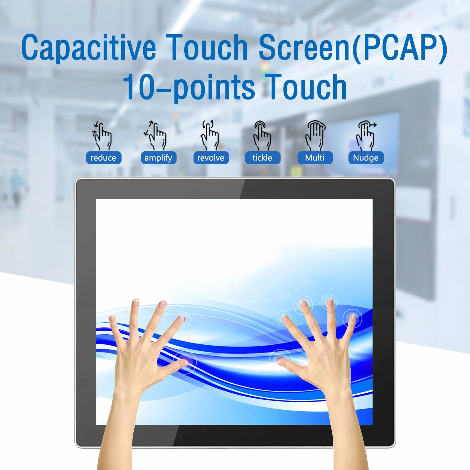 GreenTouch 19-calowy przedni panel IP65, solidna metalowa obudowa, wyświetlacz dotykowy, monitor LCD z otwartą ramą, jakości przemysłowej - 1280x1024