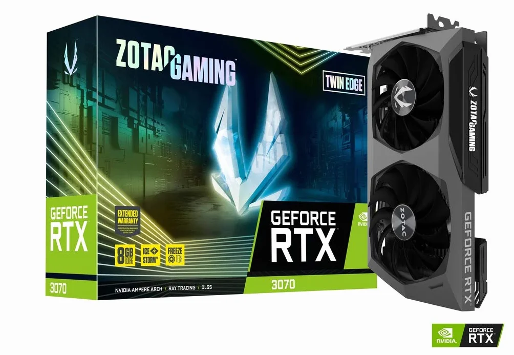 Zotac ZT-A30700E-10PLHR karta graficzna NVIDIA GeForce RTX 3070 8 GB GDDR6 Twin Edge