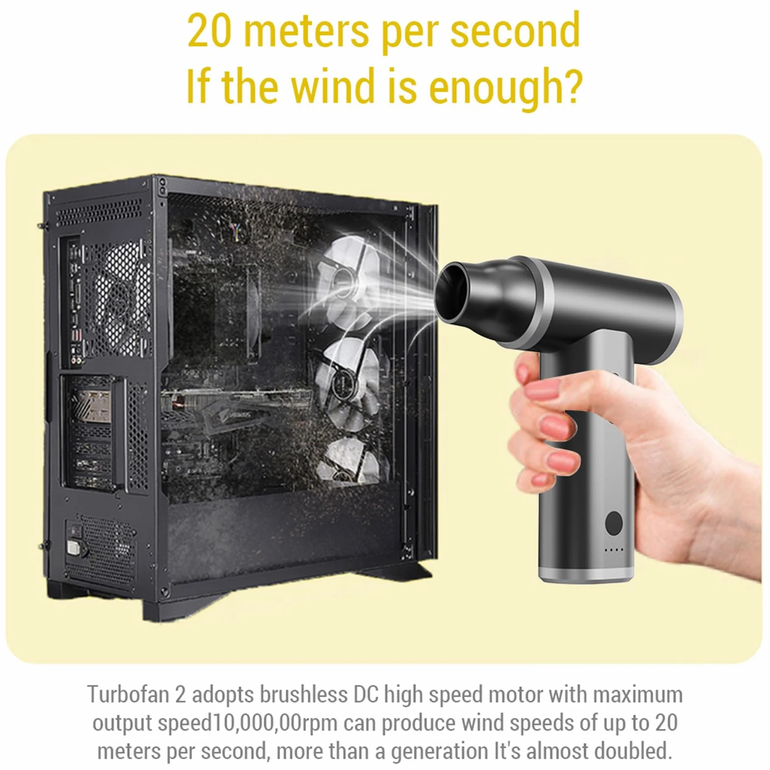 Przenośne elektryczne powietrze Duster ręczne ręczne sprężone powietrze Computer Clearer Mini Mocna dmuchawa kurzu do czyszczenia elektroniki CZYSZENIE (Black)