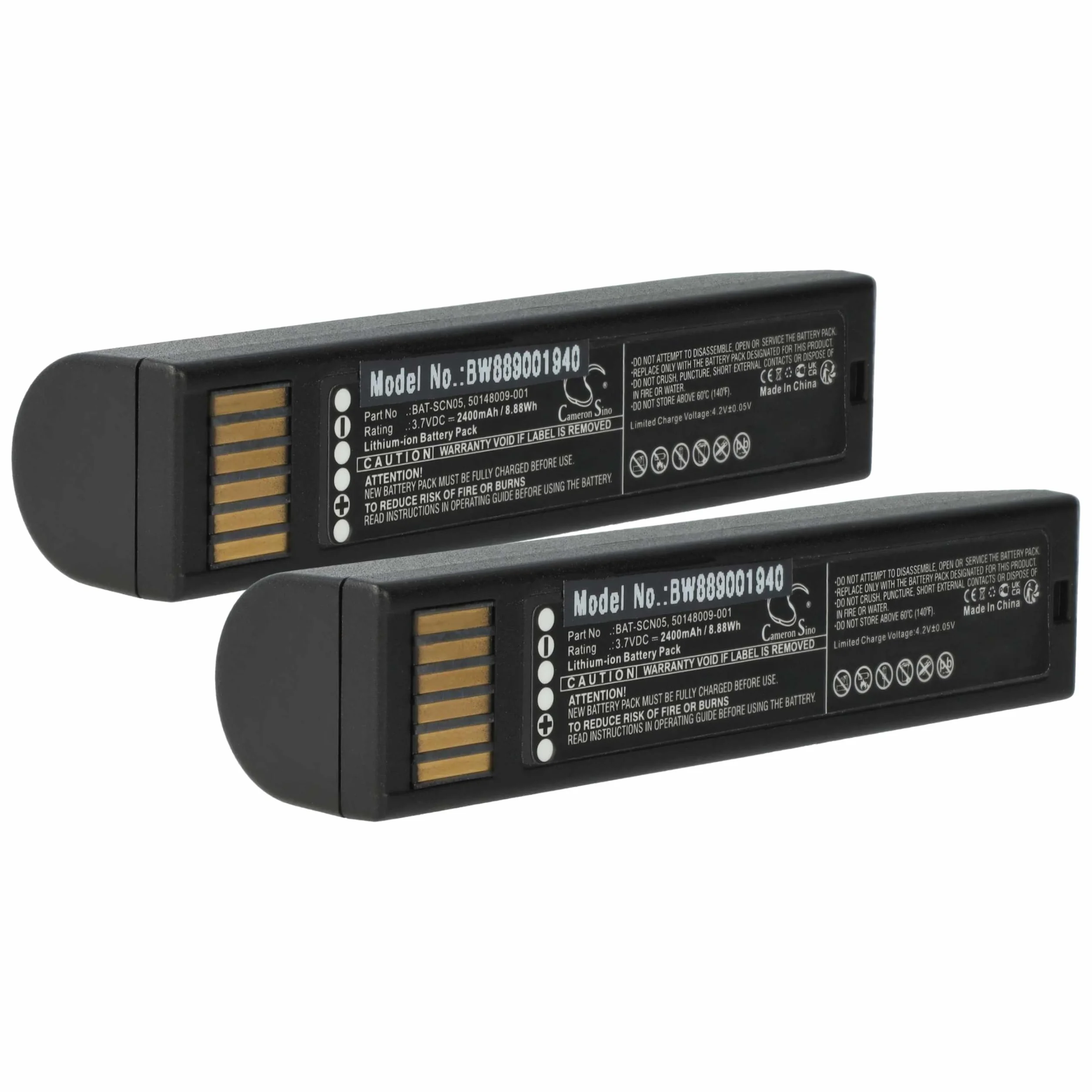 vhbw 2 x akumulator zastępuje Honeywell 50148009-001 BAT-SCN05 do czytnika kodów kreskowych, POS (2400 mAh, 3,7 V, litowo-jonowy)