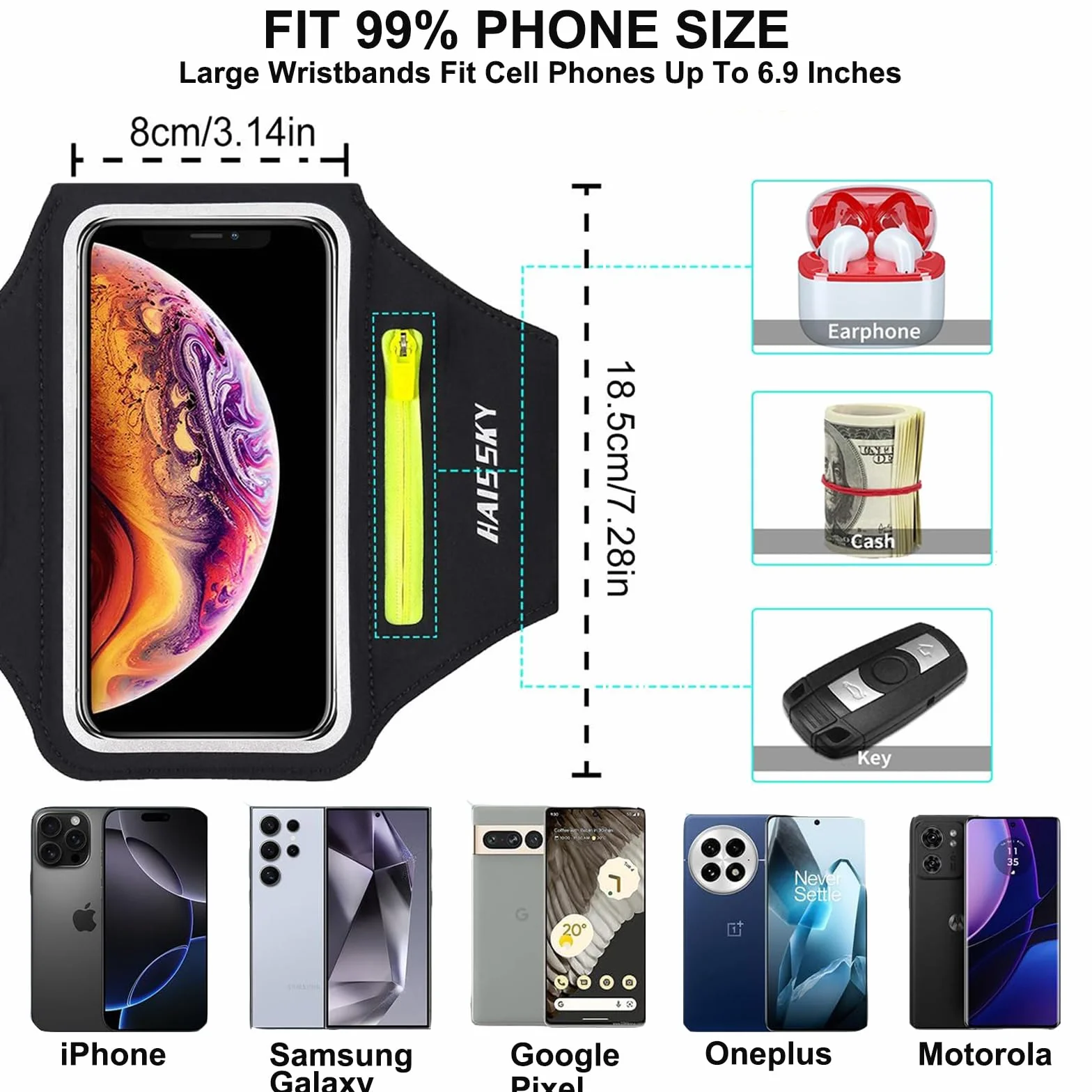 Opaska na ramię do iPhone 17/16/15/14/13/12/11 Pro, Samsung Galaxy A56/A55/S25/S24 Ultra, 6,9", Touch ID
