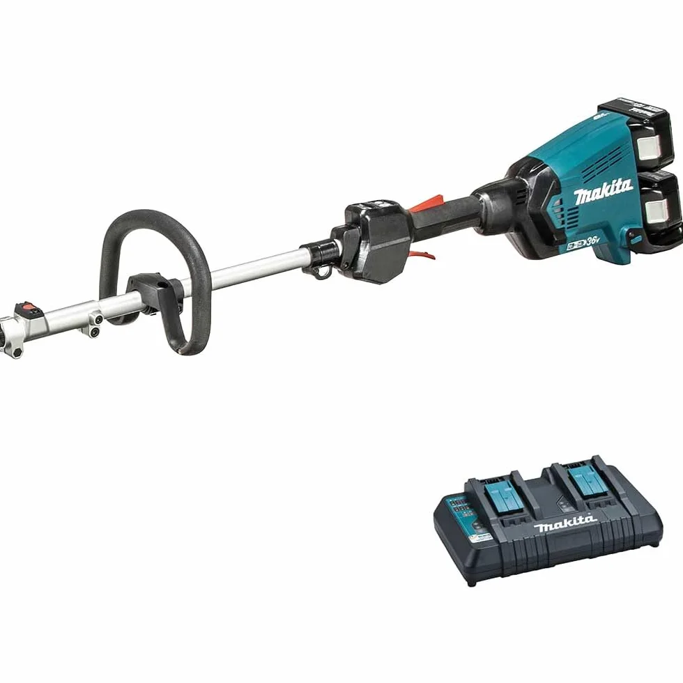 Makita DUX60PG2 Twin 18 V (36 V) litowo-jonowa LXT bezszczotkowa wielofunkcyjna głowica zasilająca dostarczana z 2 bateriami x 6,0 Ah i ładowarką z podwójnym portem
