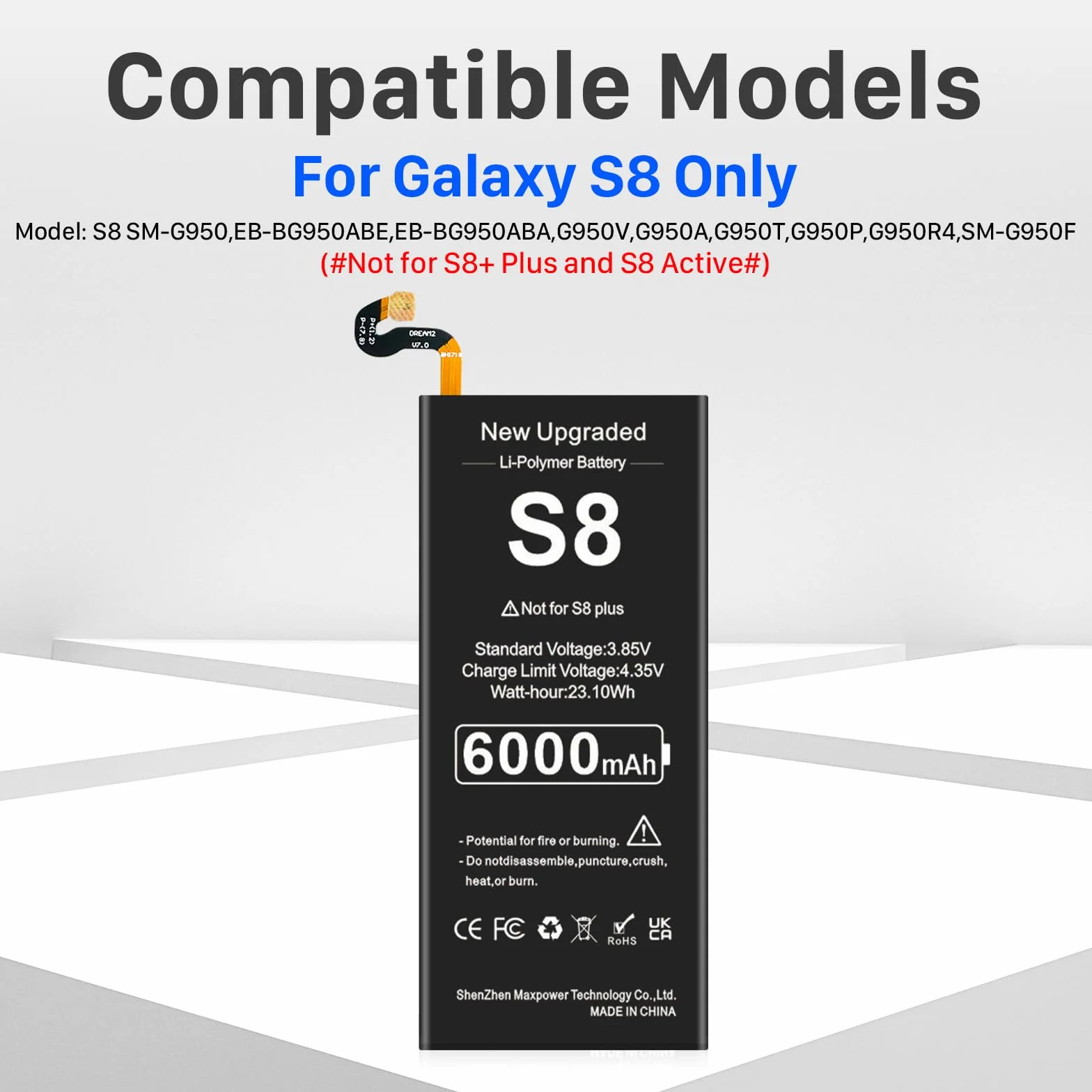 Bateria do Galaxy S8, akumulator 6000 mAh o dużej pojemności do Galaxy S8 EB-BG950ABE, EB-BG950ABA,SM-G950U z zestawami naprawczymi (nie pasuje do S8 Active, S8 Plus)