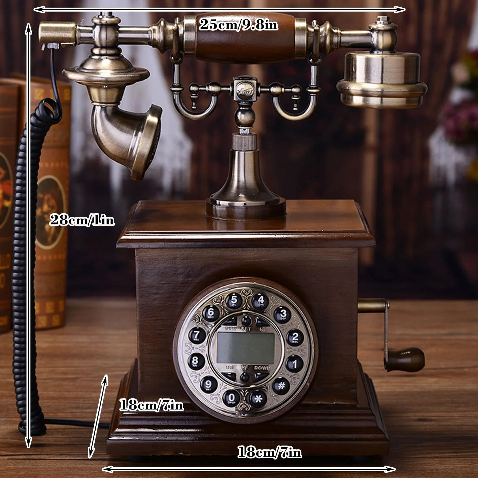 Telefon Retro, Telefon Stacjonarny Z Przyciskami, Antyczny Telefon, Telefony Vintage Z Podświetleniem, Telefon Stacjonarny Do Domu, Wystroju, Salonu, Sypialni, Biura,