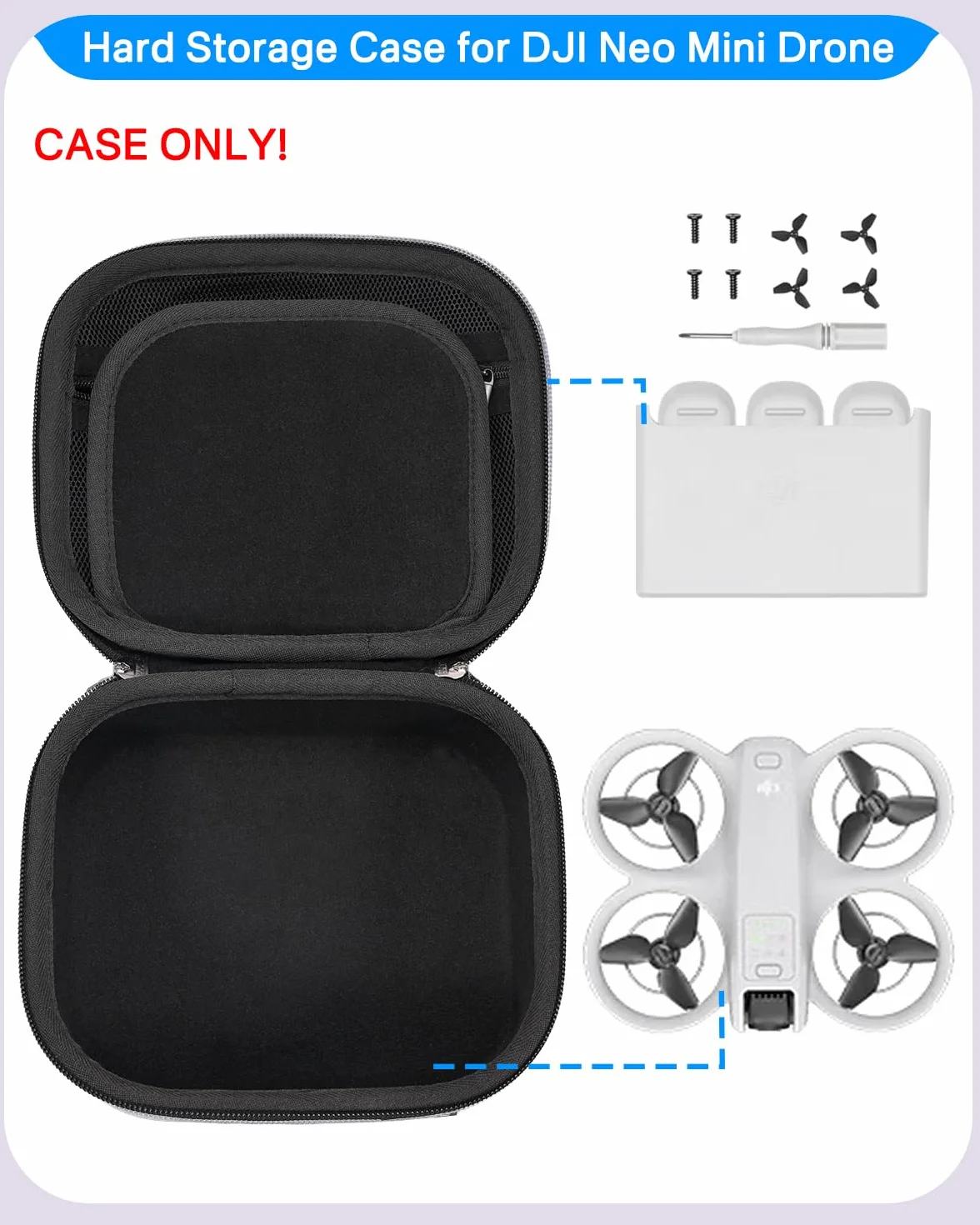 RAIACE Twarde etui kompatybilne z dronem DJI Neo Mini. (Nie zawiera dronów i akcesoriów), czarne