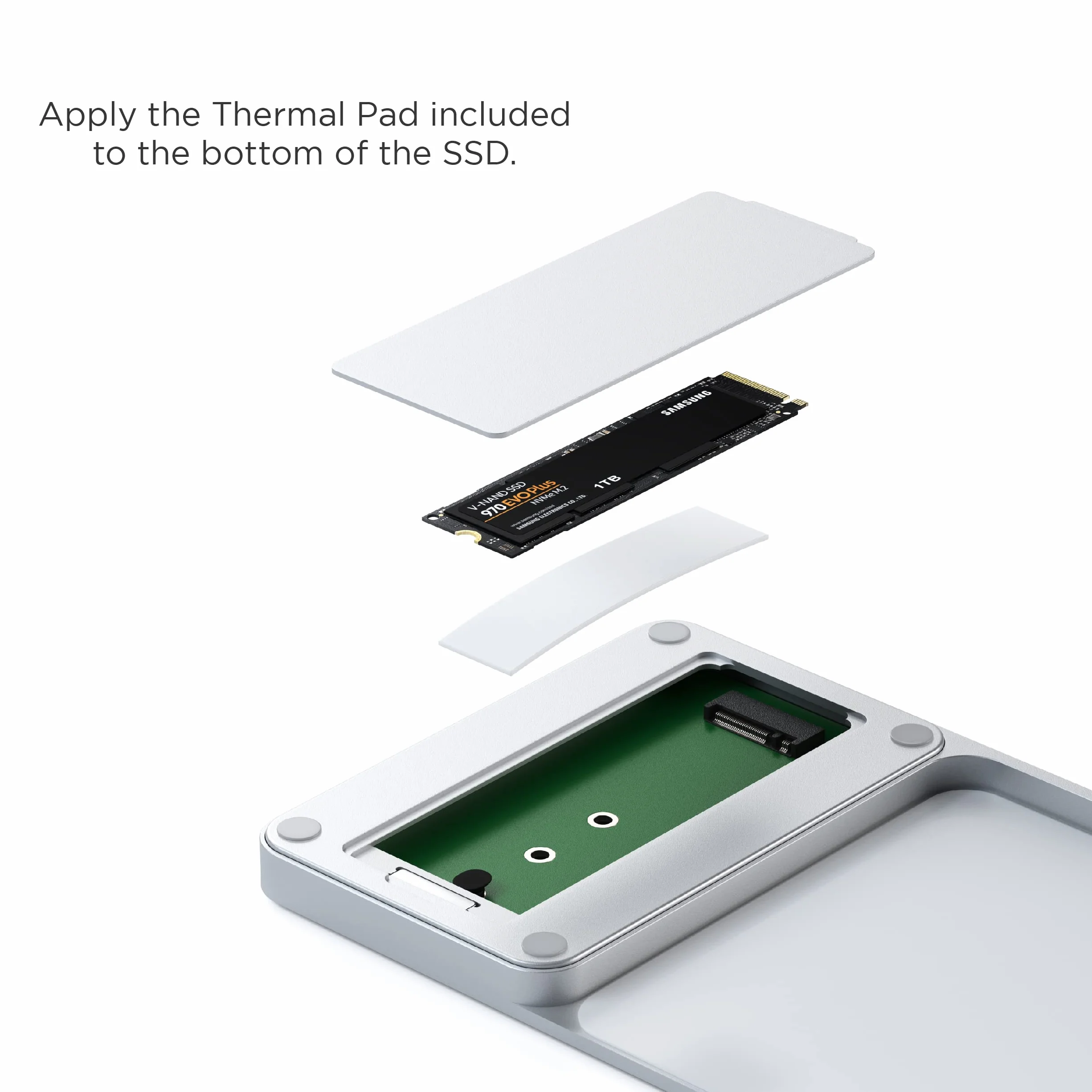 SATECHI smukła stacja dokująca USB-C do 24-calowego iMaca, srebrna | Obudowa SSD M.2 NVMe/SATA, USB-C, USB-A i czytniki kart SD/microSD, port USB-C do transmisji danych