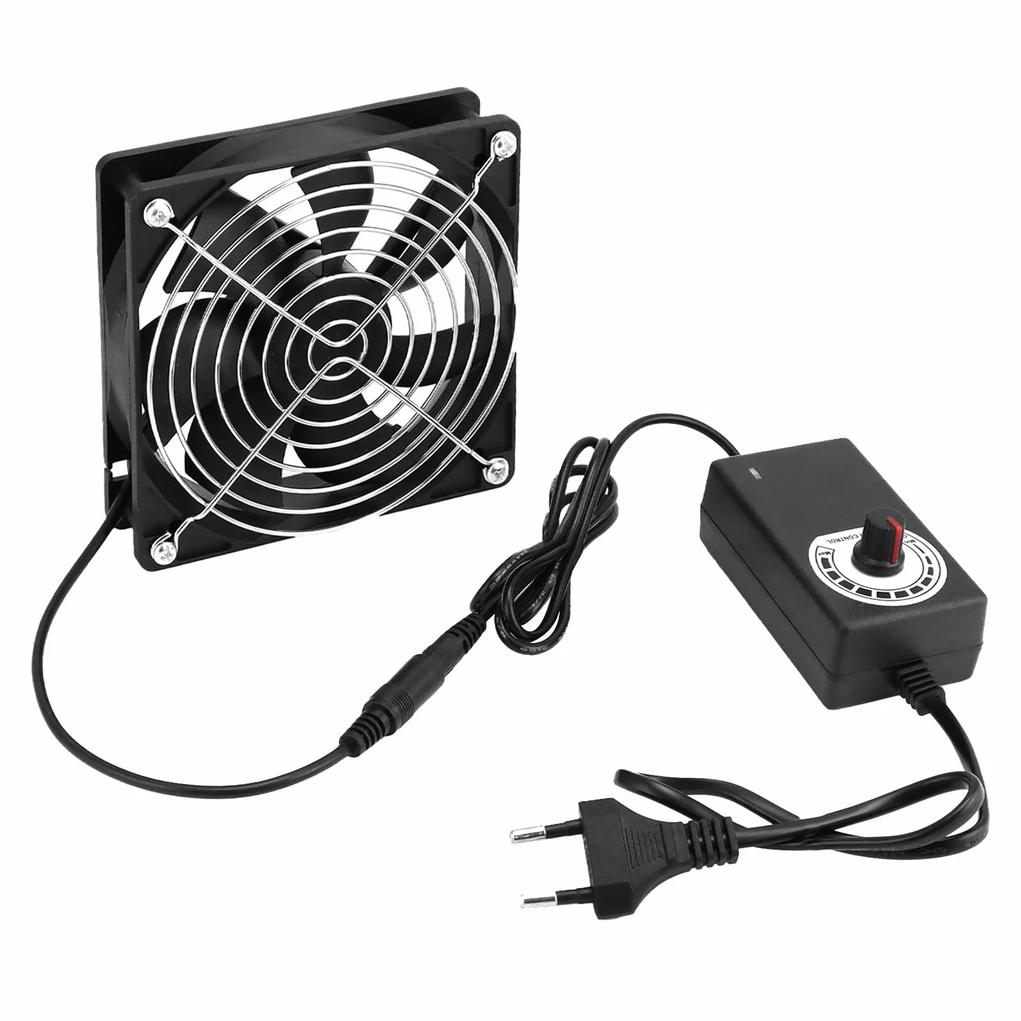 QWORK Wentylator skrzynkowy 120 mm z regulacją prędkości, bezszczotkowy wentylator PC 12 V do komputerów, laptopów, telewizorów i innych