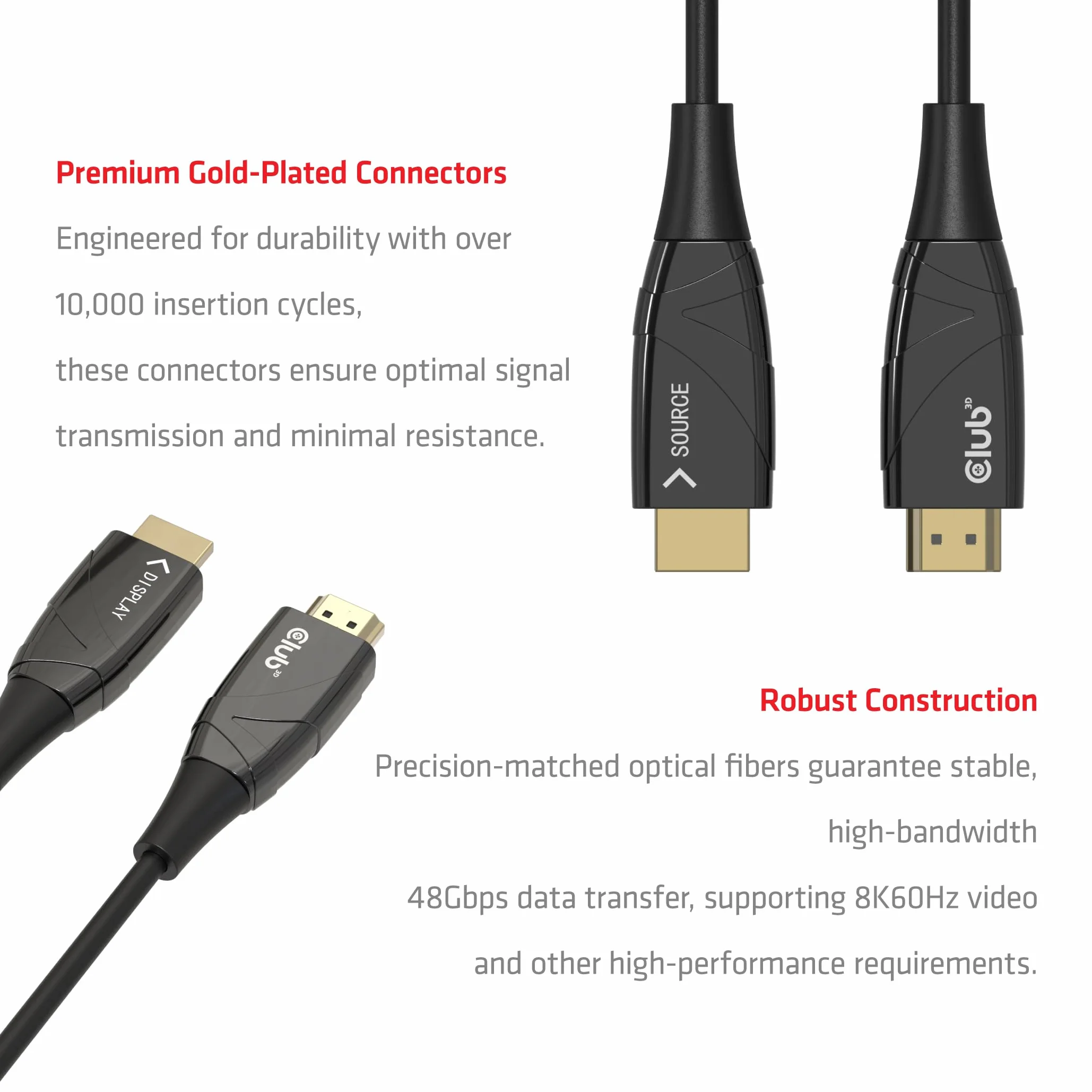 Club3D CAC-1394 HDMI Hybrid AOC kabel 8K60Hz/4K120Hz 100m