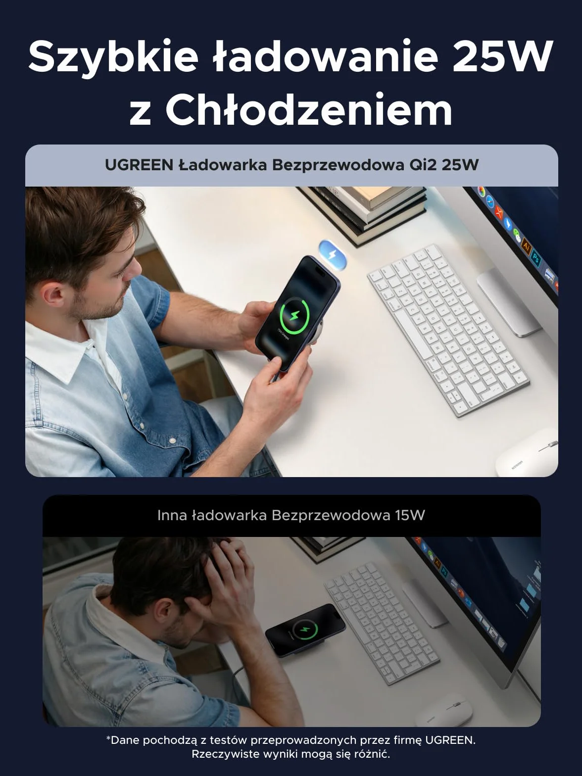 UGREEN Magflow Pro, magnetyczna podkładka ładująca Qi2 25 W | z aktywnym chłodzeniem, 1,5-metrowym plecionym kablem, kompatybilna z MagSafe dla iPhone'a 17/16