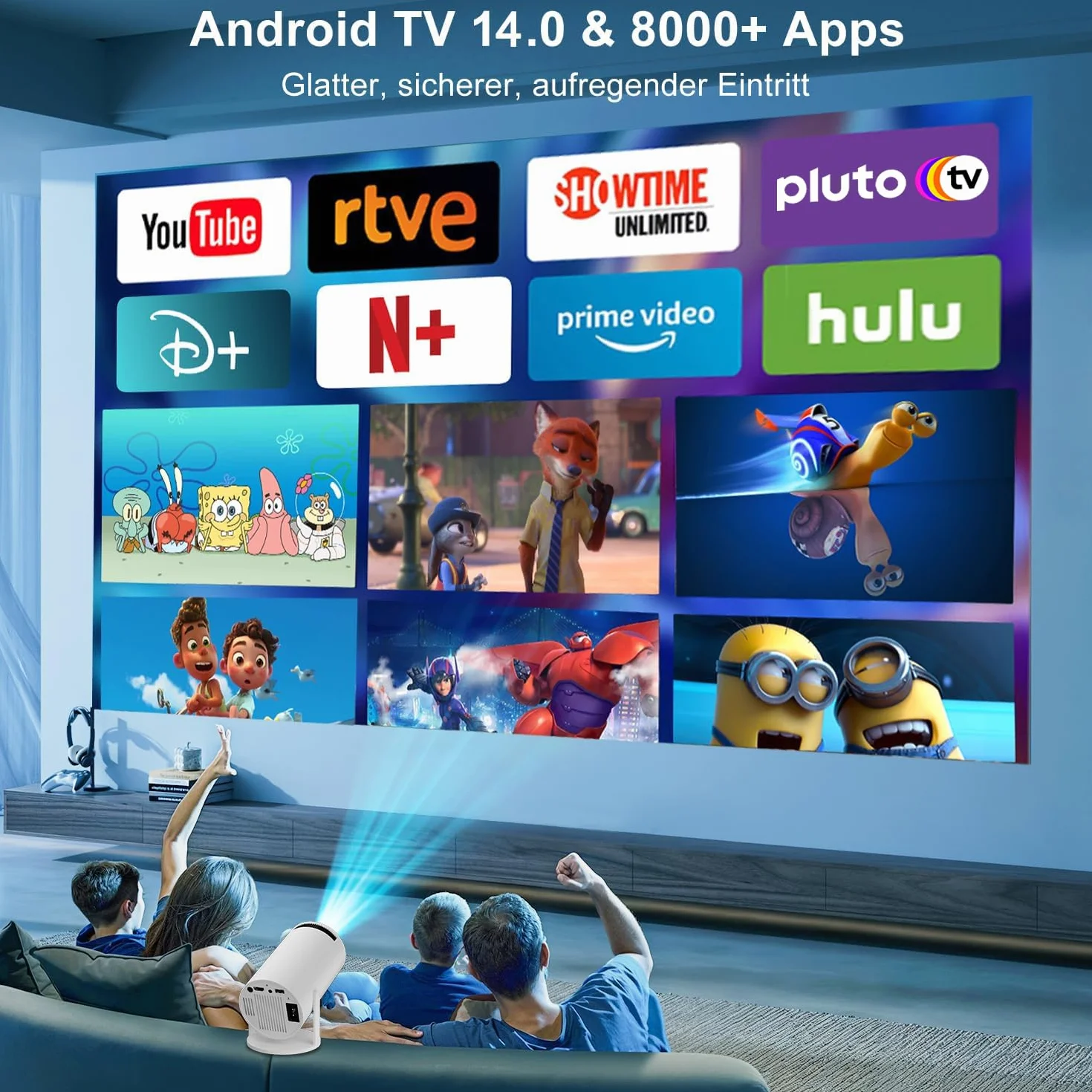 ZDSSY Mini Projektor 4K, projektor wideo 720P Native con Supporto 1080P i 4K, WiFi 6 i BT 5.2, projektor wideo obrót o 180°, zintegrowana aplikacja, przenośny projektor filmowy portatili na Esterni