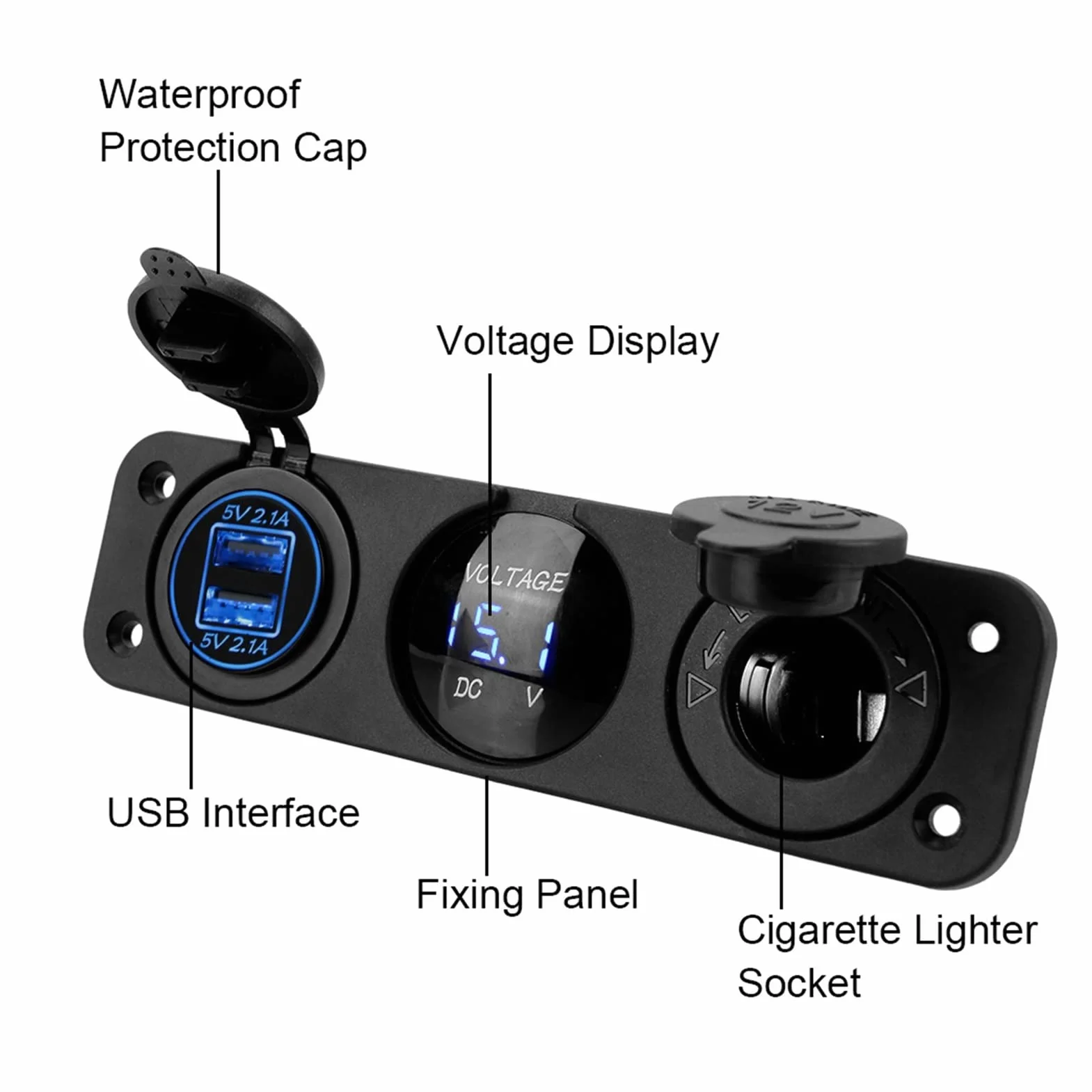 Ładowarka do gniazda zapalniczki samochodowej 12/24 V, woltomierz samochodowy, podwójny adapter USB 4,2 A, szybka mobilna zapalniczka