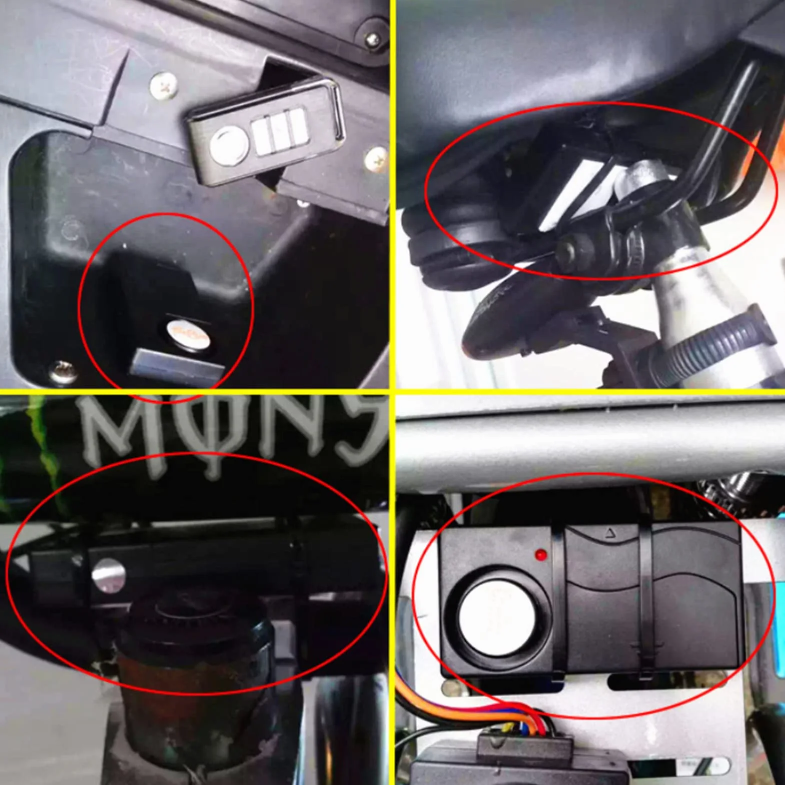 Shkalacar Alarm rowerowy 110 dB, bezprzewodowy czujnik ruchu wibracyjnego Czujniki bezpieczeństwa do rowerów motocyklowych Alarm rowerowy z pilotem