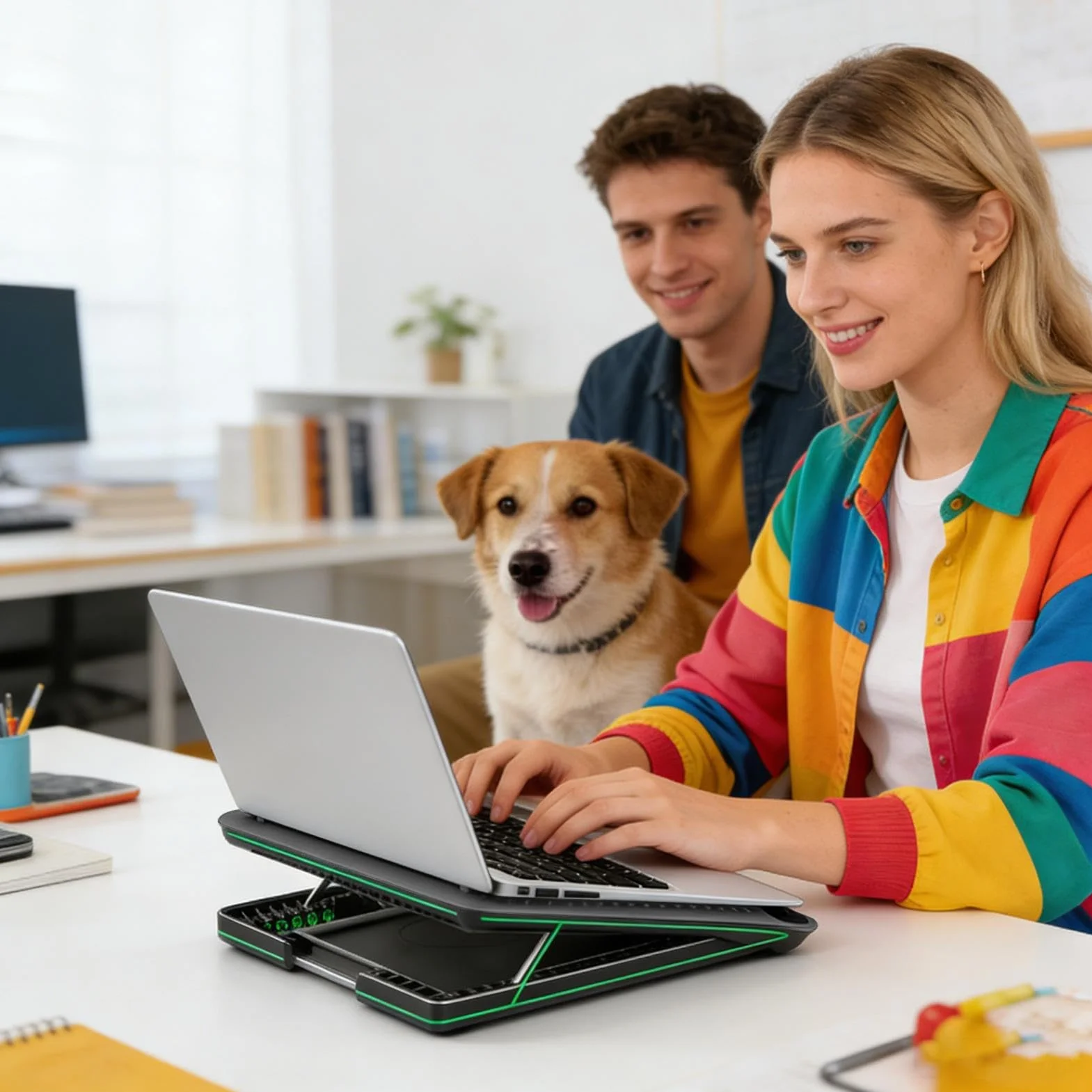 Wentylator do Laptopa Regulowana Cicha Baza Do Chłodzenia | Cichy Wentylator Chłodzący Aluminiowy Do Laptopa I Komputera do Biurka, Klawiatury, Tabletu, Domu, Miejsca Pracy, Akademika