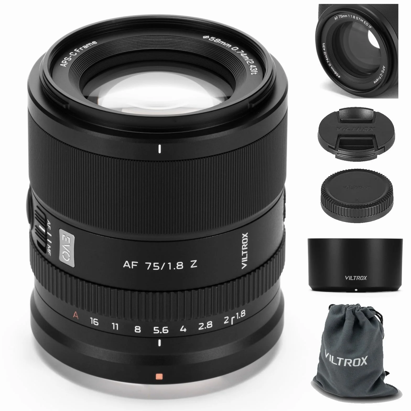 VILTROX 75mm F1.8 Evo Z obiektyw do Nikon Z, główny obiektyw APS-C autofokus do aparatów Nikon z mocowaniem Z30 Z50 Z50II ZFC Z5 Z5II Z6 Z6II Z6III Z7 Z7II Z8 Z9 ZF ZR