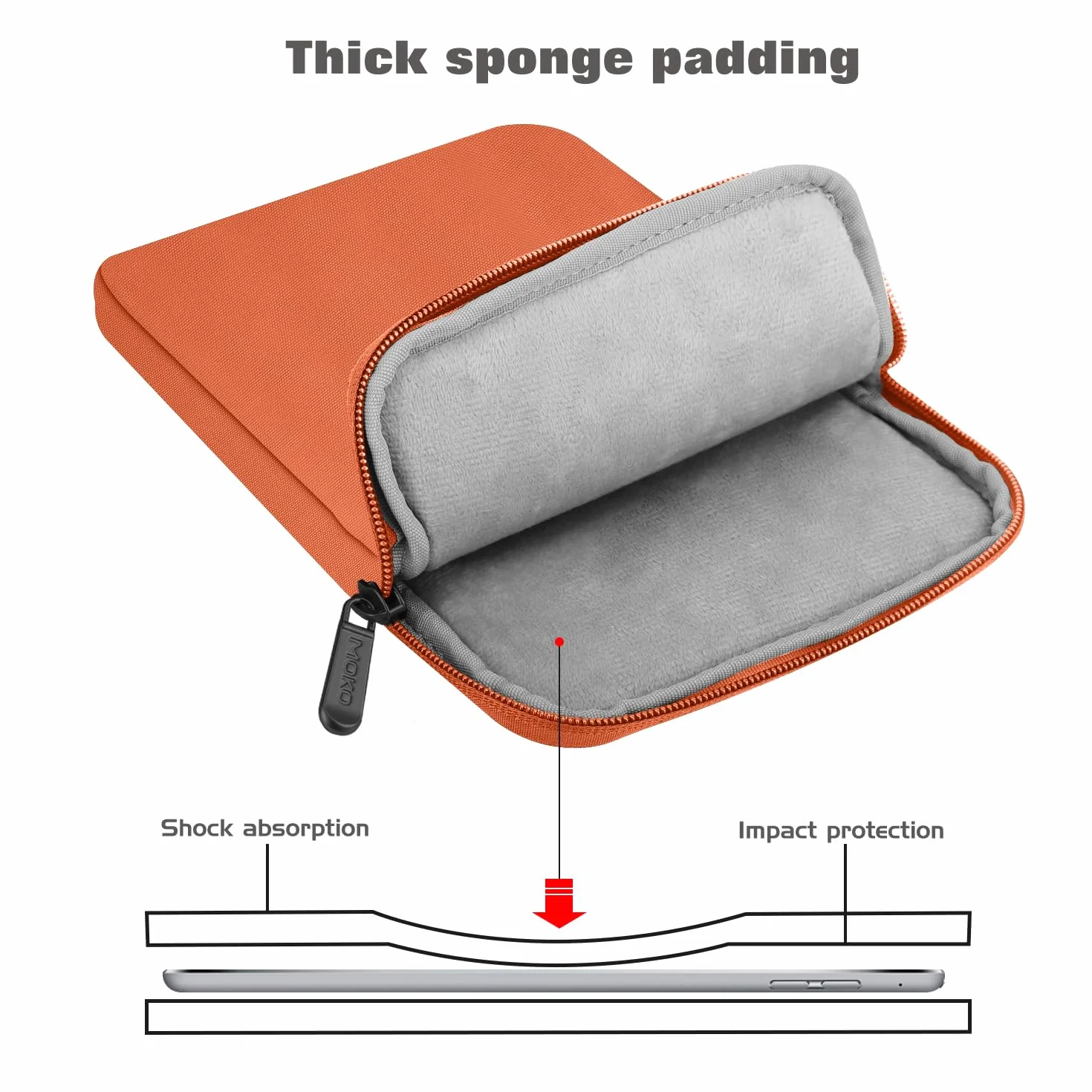 MoKo 9-11 Inch Tablet Sleeve Case for iPad Air M3, iPad A16 2025, iPad Pro 11 M4, Galaxy Tab S8/S9 11", Orange