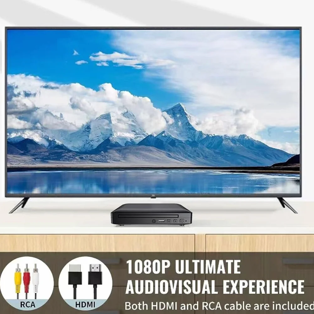 Przenośny odtwarzacz DVD, Odtwarzacz DVD płyt o wysokiej rozdzielczości 1080P Full HD Domowy odtwarzacz
