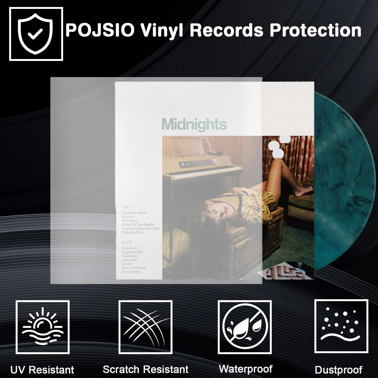 7 cali LP okładki na płyty gramofonowe – 50 sztuk winylowych obudów LP osłony zewnętrzne (18,5 x 18,5 cm) | przezroczyste polipropylenowe pokrowce ochronne na Single LP, 18,42" x 7,42" Records