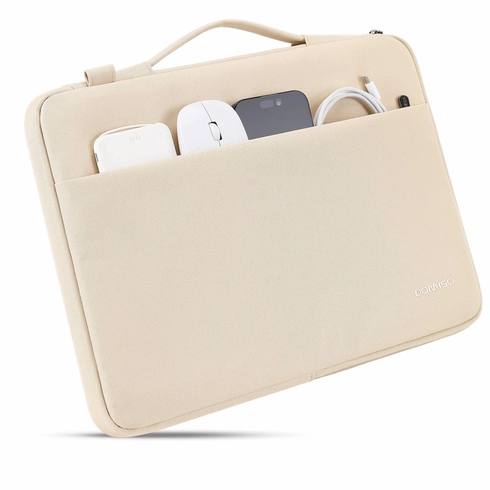 DOMISO Torba na laptopa 17,3", wodoszczelna, odporna na uderzenia torba na ramię, etui ochronne do HP Pavilion 17 / Lenovo IdeaPad 320 321 / LG Gram 17"/ASUS ROG Strix GL702VS, beżowe