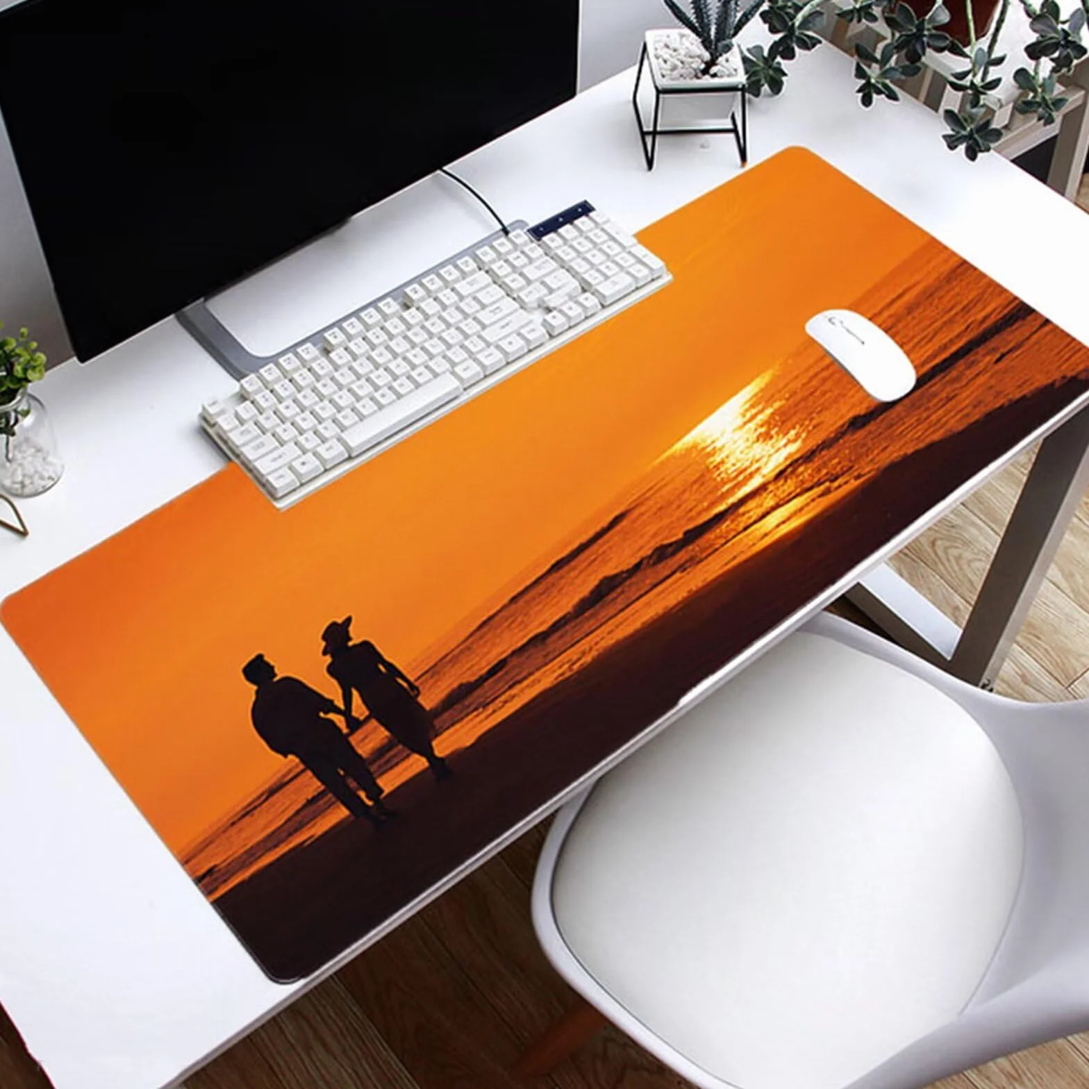Podkładka pod mysz do gier, 1200 x 600 x 5 mm, duża podkładka pod mysz, zachód słońca, plaża, podkładka pod mysz, XXL, antypoślizgowa gumowa podkładka pod mysz, podkładka na biurko, do