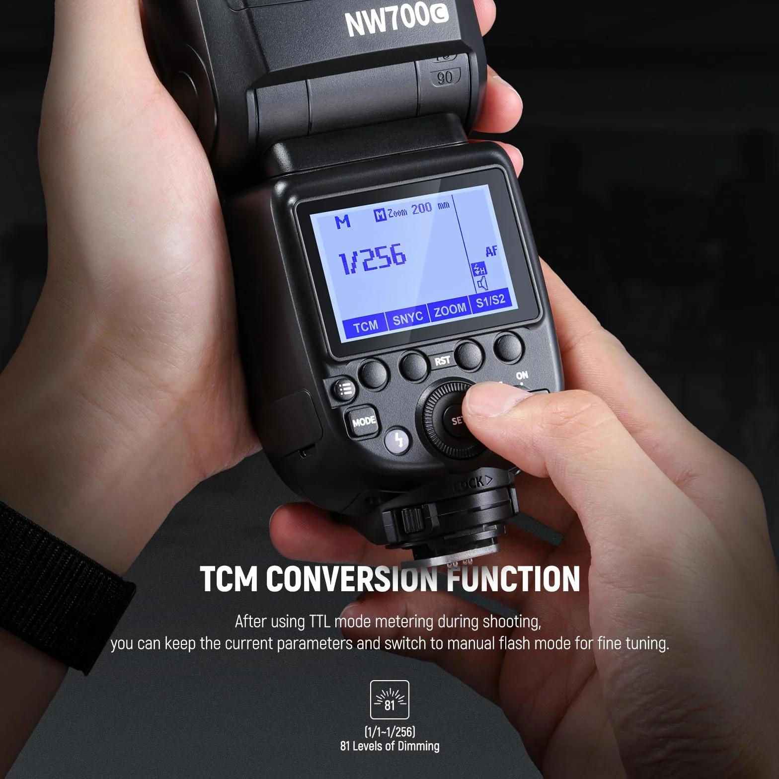 Neewer NW700-C TTL Flash Speedlite kompatybilny z aparatami Canon DSLR, szybka synchronizacja 1/8000s, wyjście 1/1-1/256, funkcja TCM, 230 pełna moc Flash, szybki recykling 0,1-2,7 s, baterie nie są