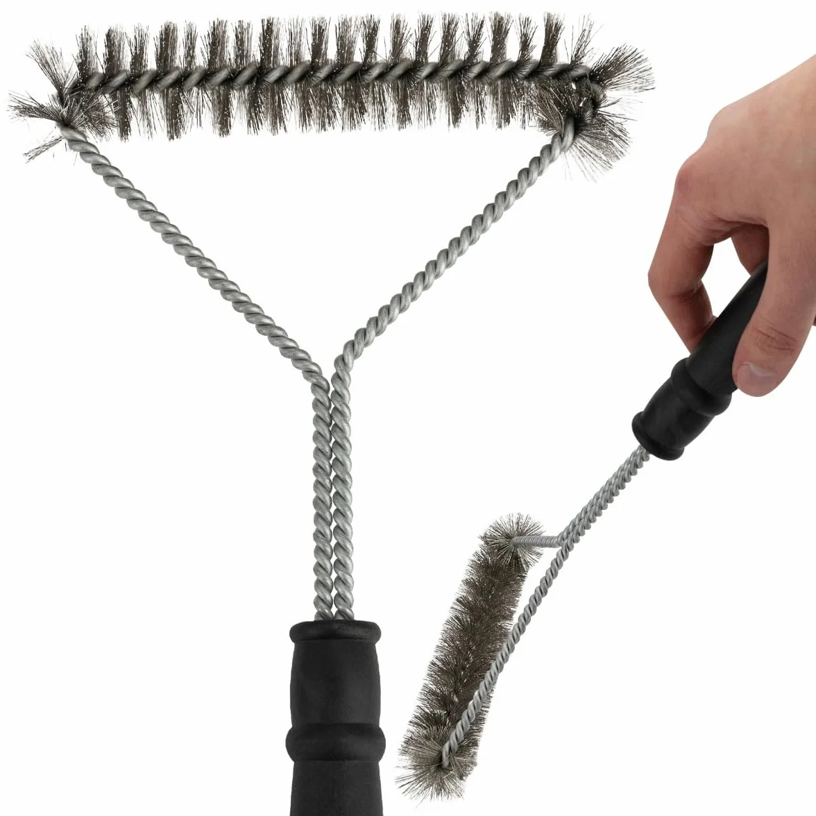 Szczotka Twarda do Czyszczenia Grilla, Rusztu Skrobak do Zabrudzeń na Grillu Druciana Szczotka Grillowa 30x17 cm Usuwa Pozostałości Jedzenia, Tłuszczu