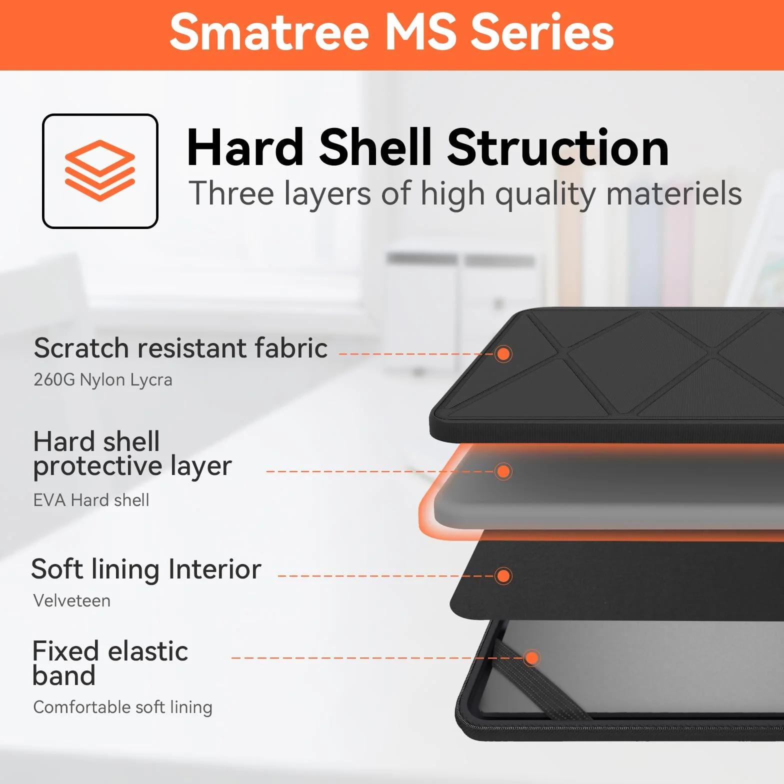 Smatree MS133 Twardy futerał ochronny EVA ze stojakiem kompatybilny z 45.7 cm MSI Vector A18 HX, Raider A18 HX, Raider 18 HX A14V, Titan 18 HX A14V, Stealth 18 AI Studio A1V, CreatorPro X18 HX-A14V