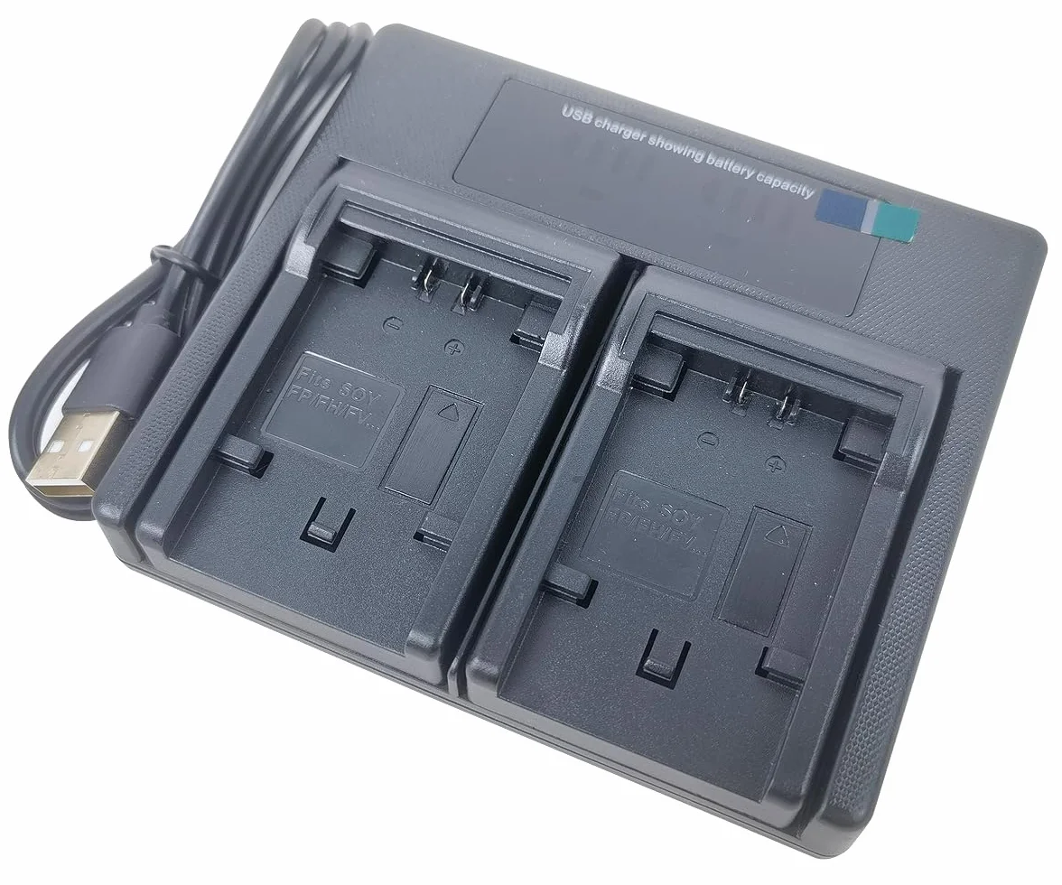 USB Dual Battery Charger for Sony NP-FV100 NP-FH100 NP-FV70 NP-FH70 NP-FH50 NP-FP30 NP-FP50 NP-FP70 NP-FP71 NP-FP90 Handycam NEX-VG