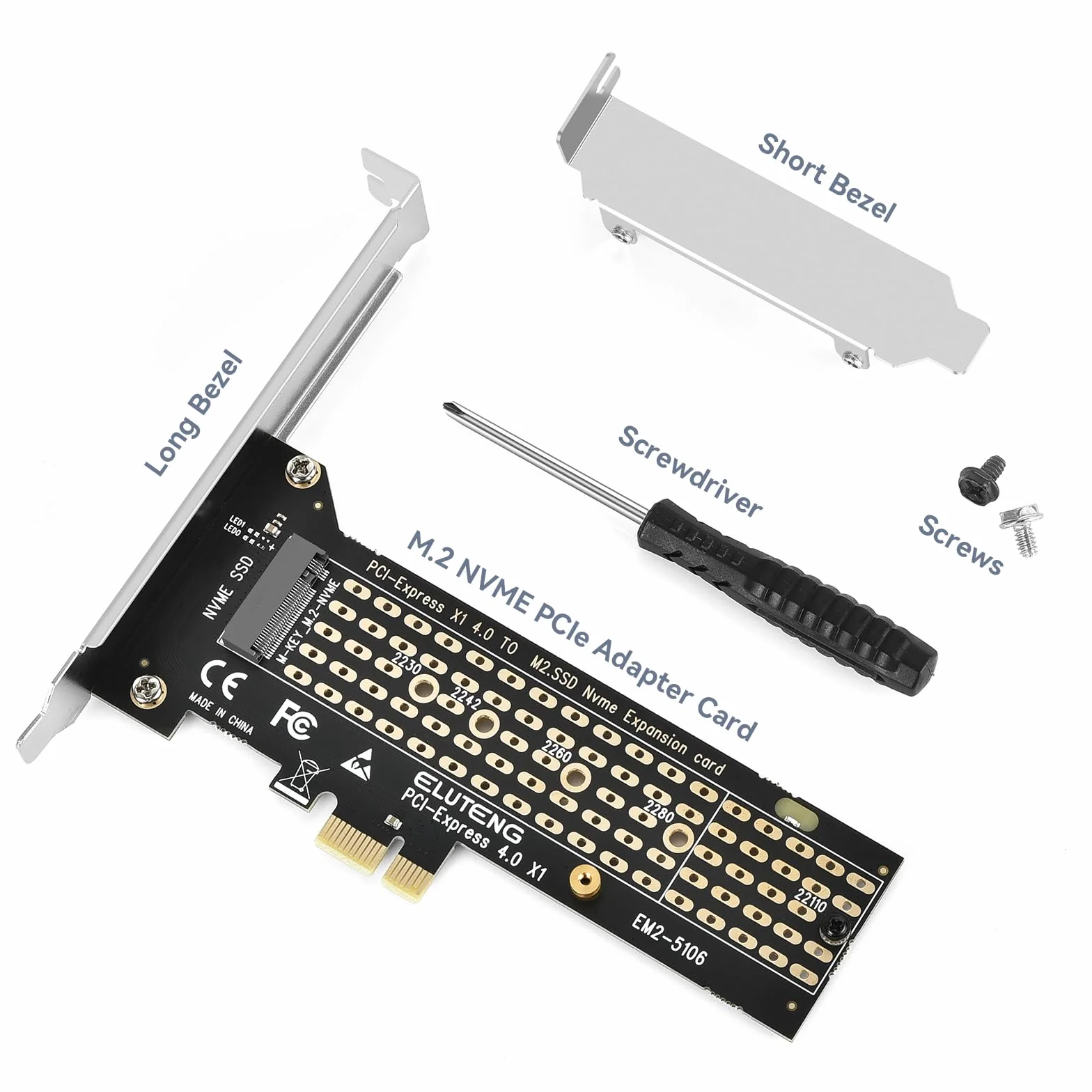 ELUTENG Adapter M.2 NVMe zu PCIe 4.0, 16 Gbp M.2 NVMe na PCIe X1 dla SSD M-Key 2230-2280