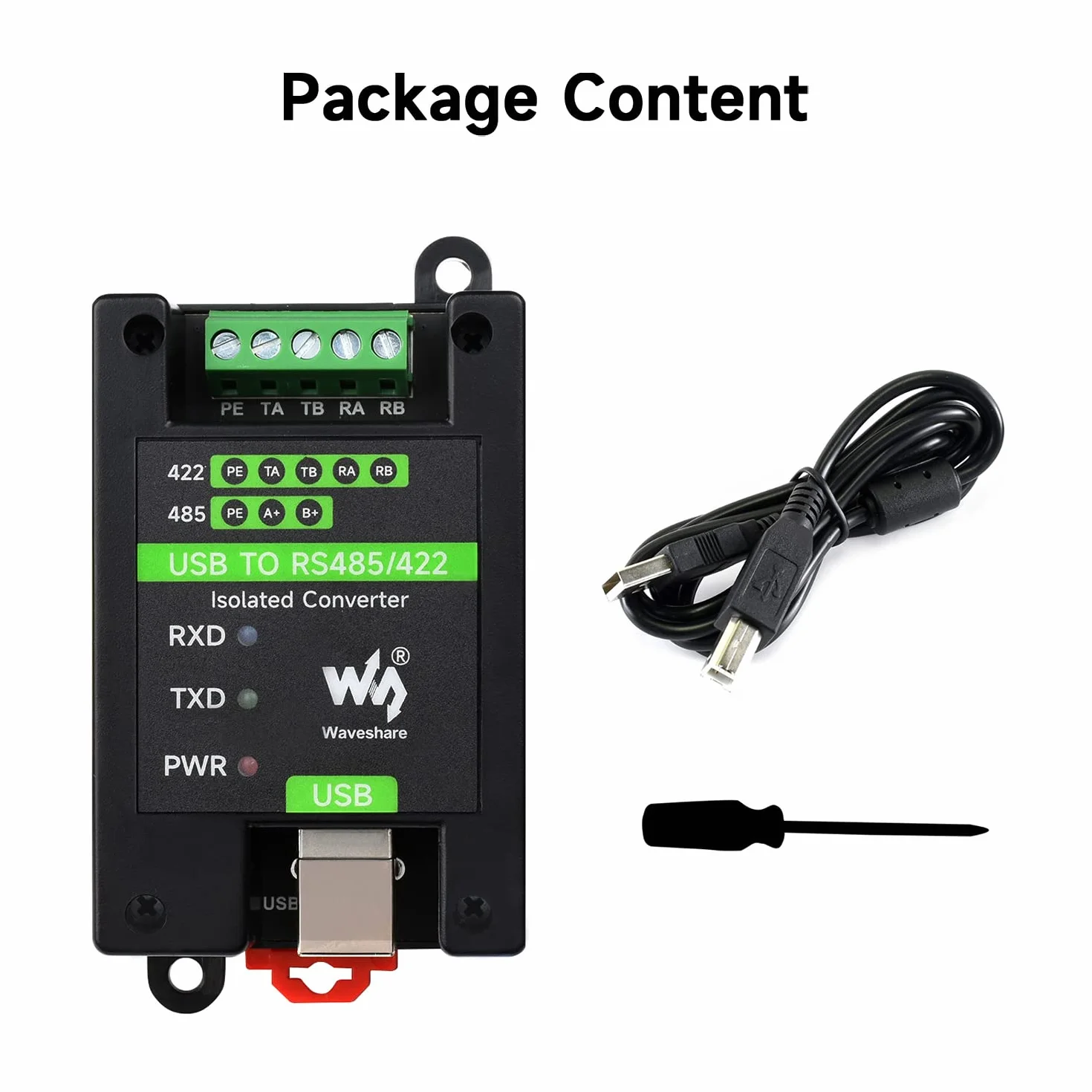 Waveshare USB to RS485/422, Industrial Grade Isolated Converter, Up to 1200m Long-distance Transmission, Compatible With Mac/Linux/Android/Win11/10/8.1/8/7, Support Wall-Mount & Rail-Mount