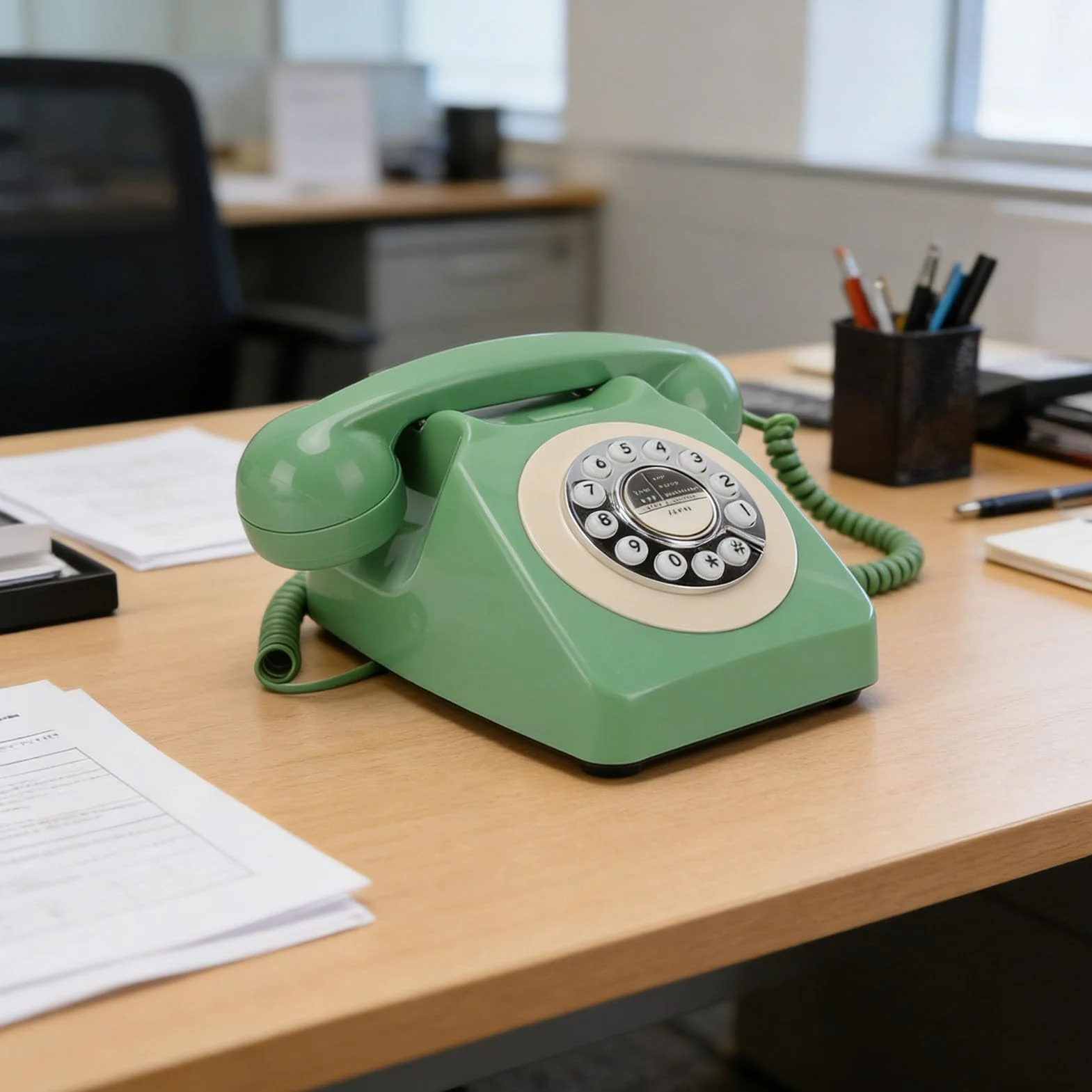 Tosuny Telefon Stacjonarny w Stylu Retro, Klasyczny Przewodowy Telefon Stacjonarny z możliwością Ponownego Wybierania, Przełączanie Impulsowe/tonowe, Nie Wymaga Baterii, do Domowego Biura