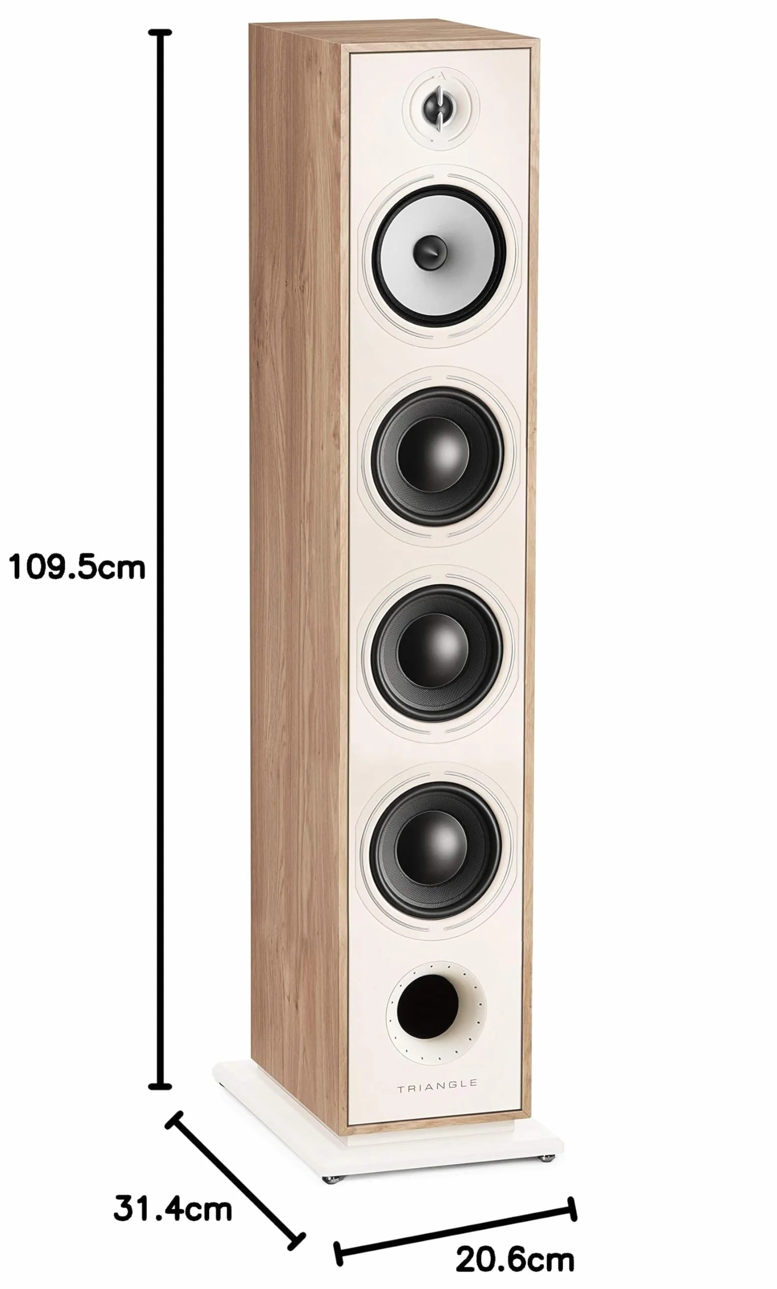 TRIANGLE - BOREA BR09 Głośnik podłogowy Hi-Fi - Dopuszczalna moc 170 W - Wyjście 92 dB/W/m - Głośniki 16 cm - Wszechstronna muzyka i kino domowe - 206 x 1095 x 314 mm - Jasny dąb (sztuka)