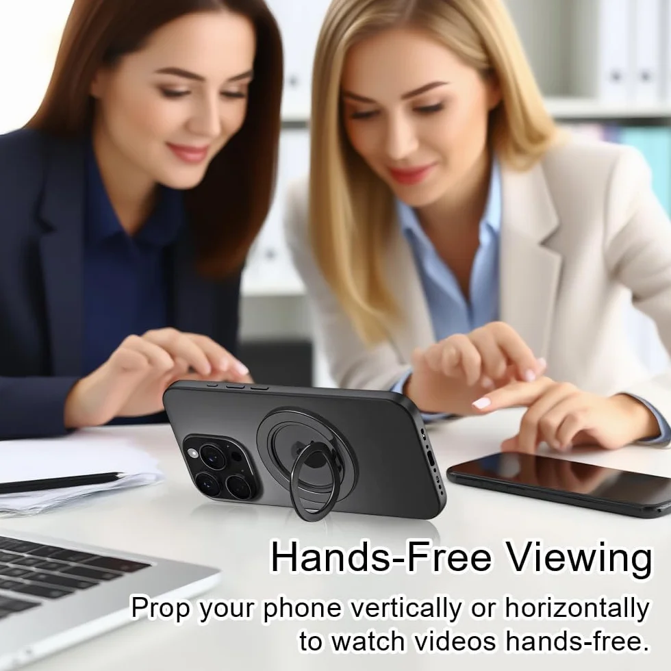 Magnetyczny Uchwyt Na Telefon Pierścień Do Telefonu Składany Stojak Na Telefon Obracany o 360 Stopni Uchwyt Magnetyczny Ring Holder Podstawka Do Smartfona (Czarny)