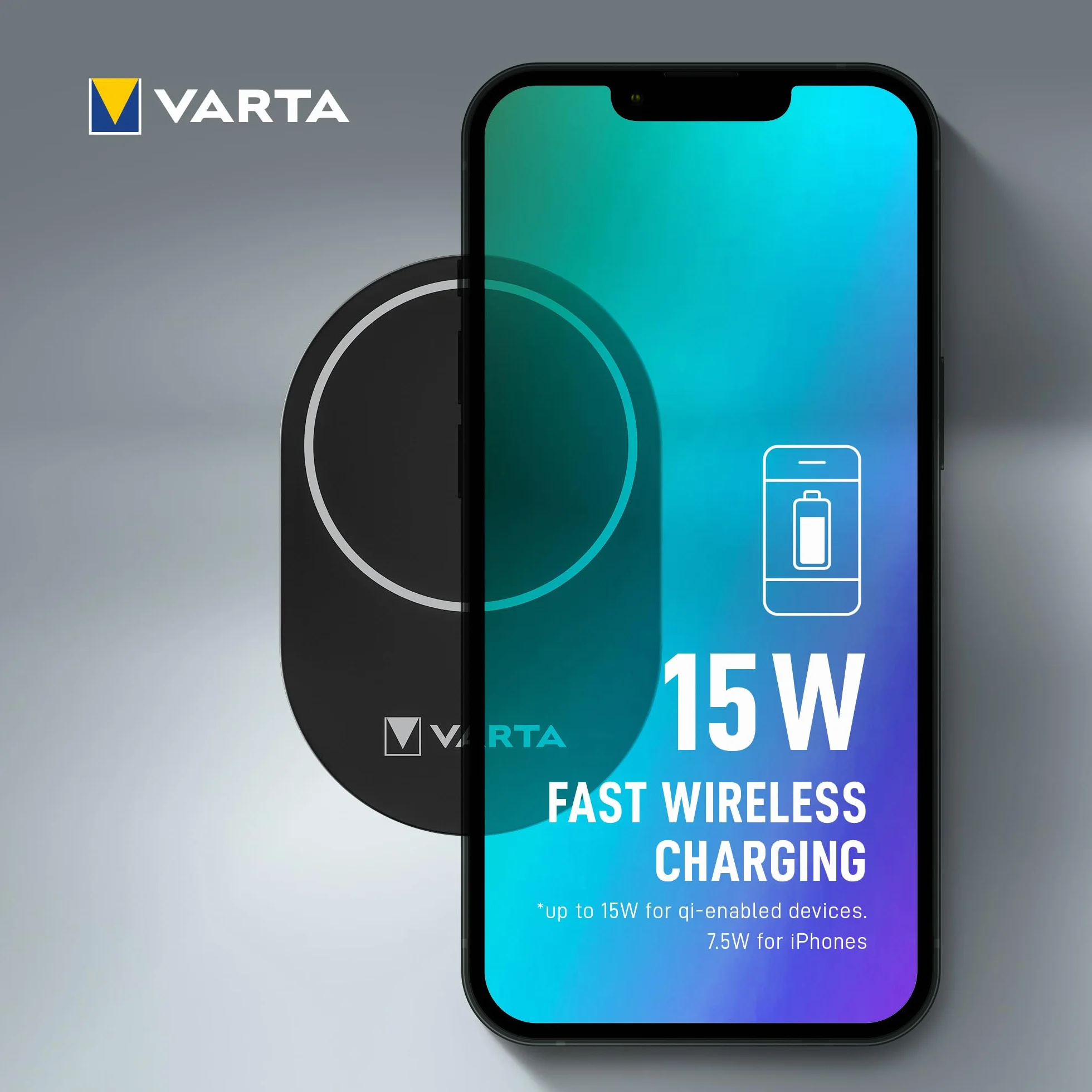 VARTA Mag Pro bezprzewodowa ładowarka samochodowa 15 W (uchwyt na smartfon i bezprzewodowa ładowarka w jednym, kompatybilna z MagSafe, kompatybilna z Qi) z uchwytem samochodowym i kablem USB typu C