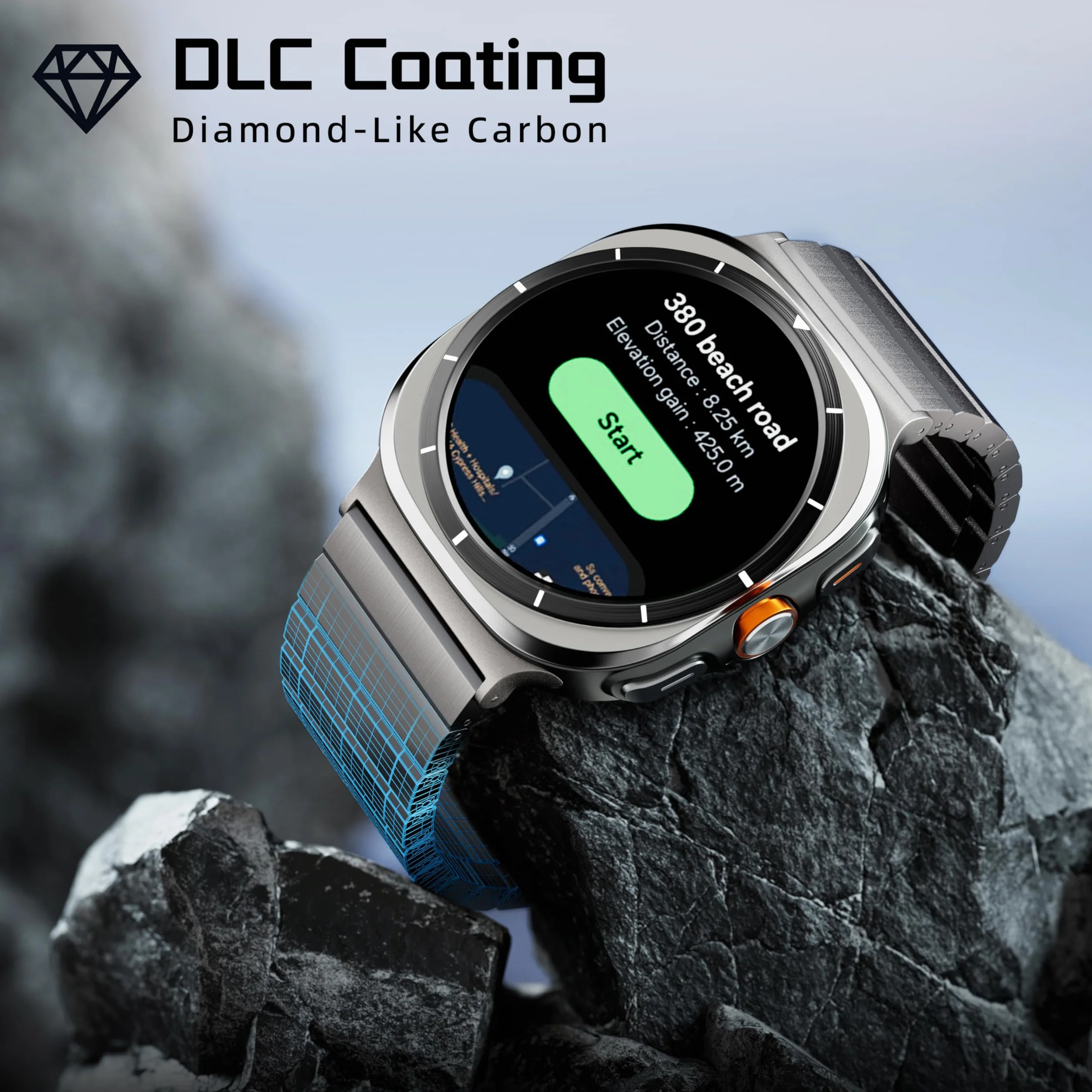 LULULOOK Tytanowy pasek do zegarka Samsung Galaxy Watch Ultra 7 47 mm (2025/2024), podwójny tytan, z DLC, odporny na zarysowania, szerokość 24 mm, do Galaxy Watch Ultra, tytanowy