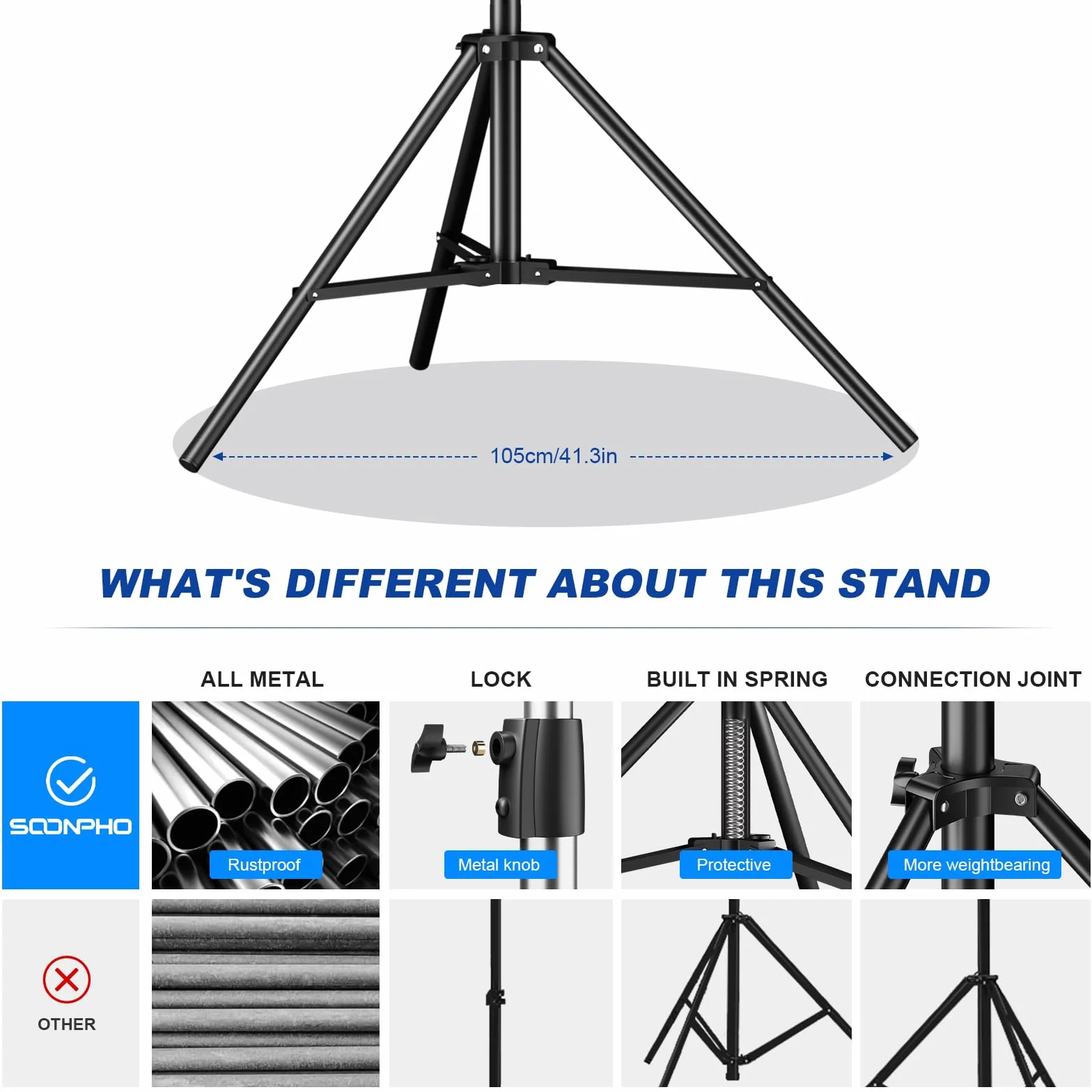 Soonpho AIR Pro statyw do lampy, tłumiony powietrzem, aluminium, maks. wysokość 4 m, nośność 15 kg, stabilny i wygodny, statyw z torbą do filmów, fotografii, studia fotograficznego, fotografii,