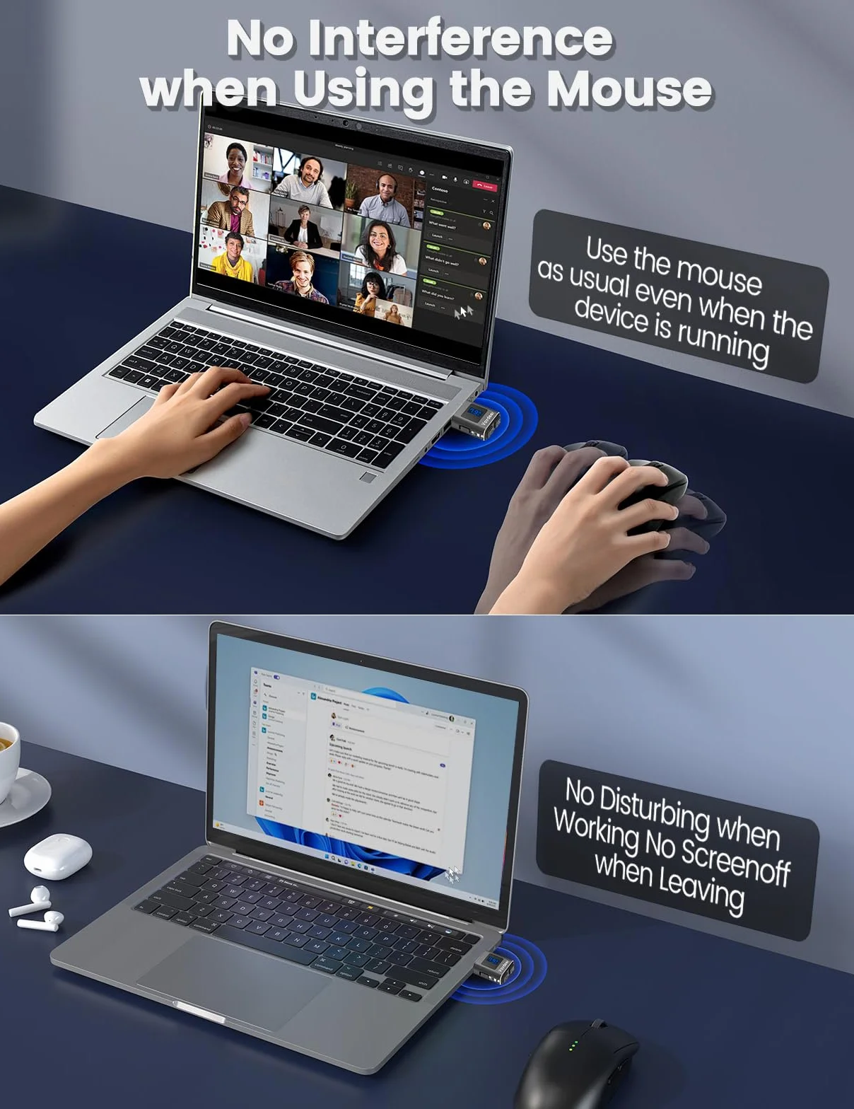 Vaydeer Metalowy symulator myszy USB z timerem, typ C, 2 naturalne i losowe ścieżki