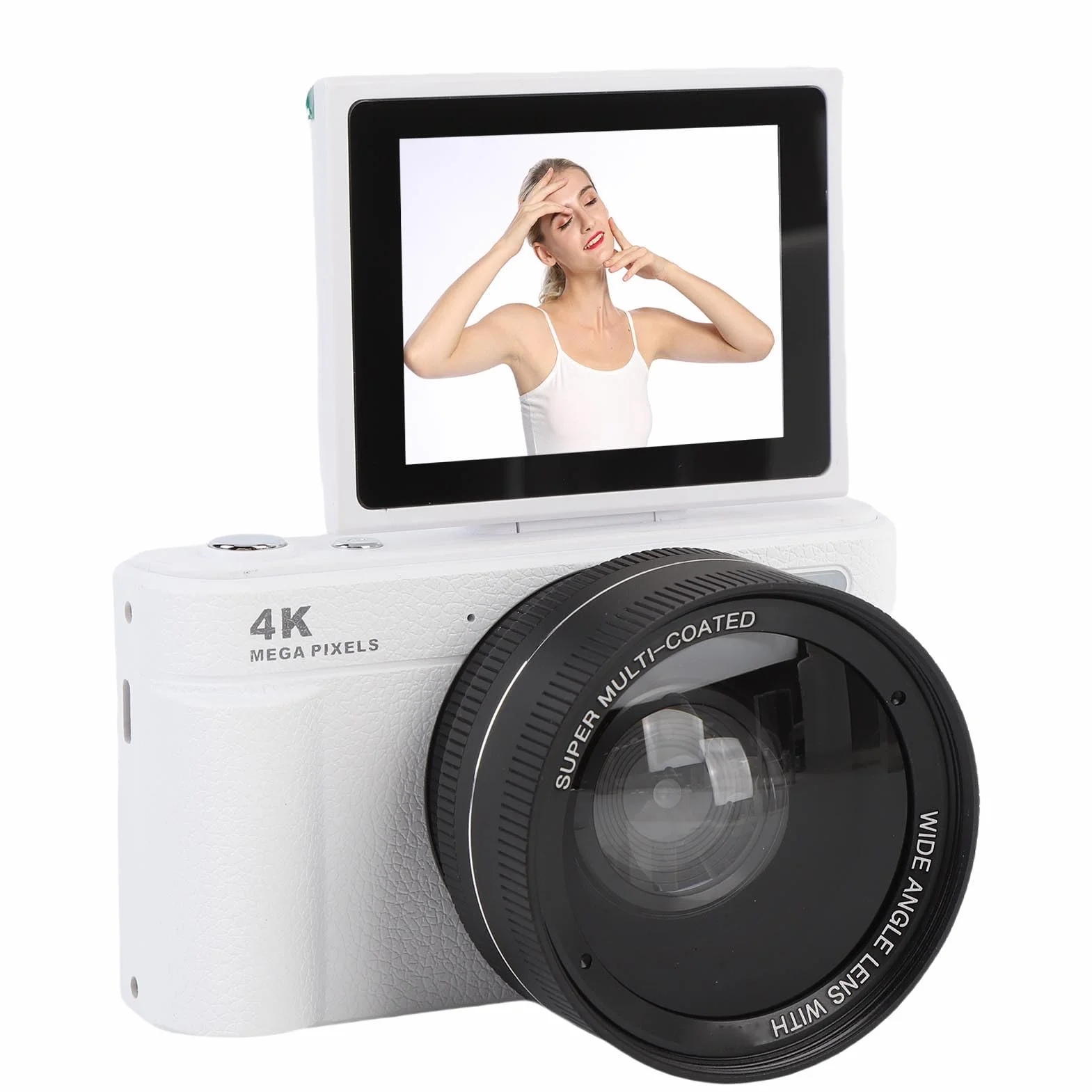 Garsent Aparat Cyfrowy, WiFi 64MP 4K Kamera Vlogging z 18x Cyfrowa Zoom, 2,8 -calowy Ultra HD Sunlight, Wyświetlacz Autofocus Retro Bezlusterkowy Aparat z Ekranem do Podróży, Imprezy,