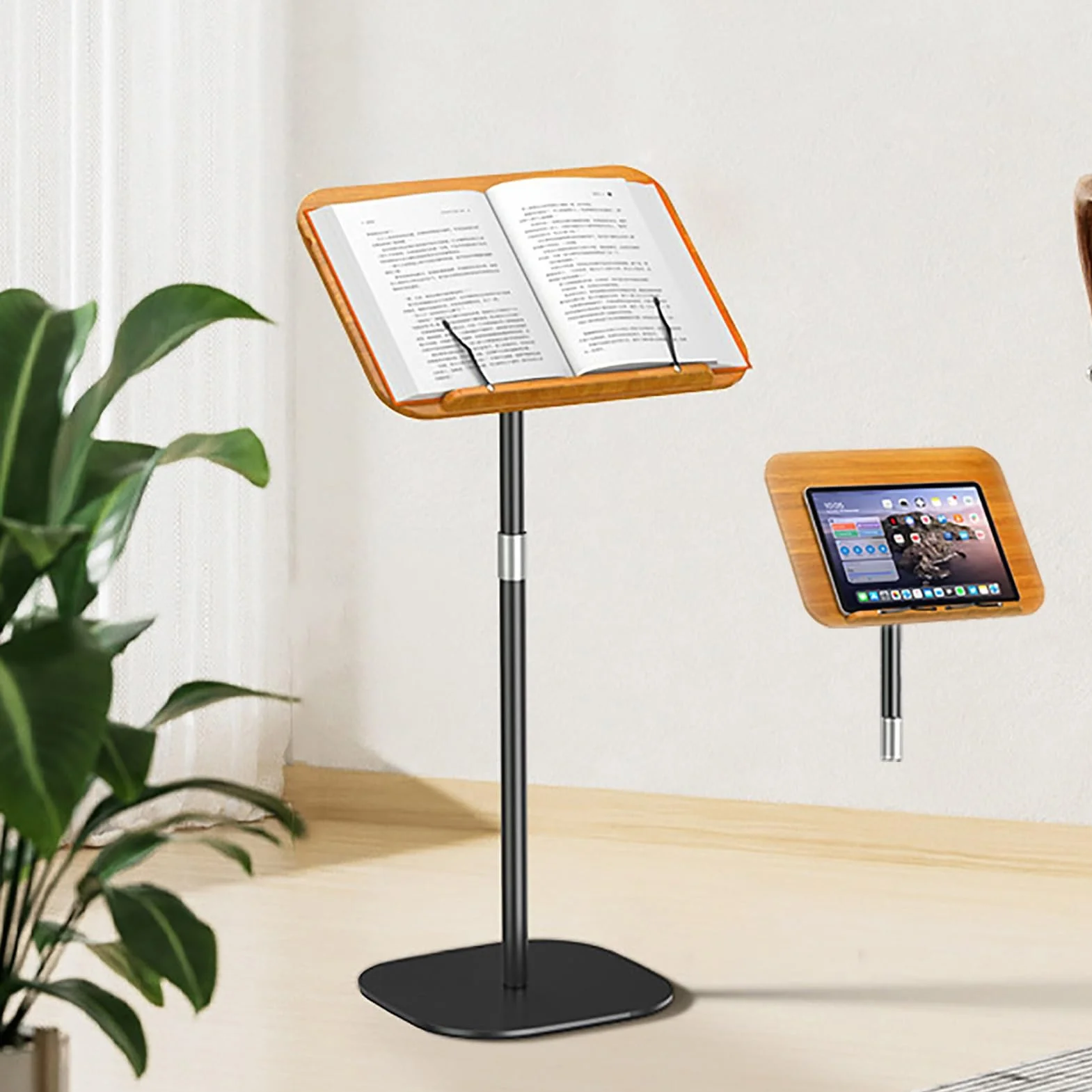 Regulowany Stojak Podłogowy na Tablet, Laptop, Czytnik E-booków, Książki, Nuty, Uchwyt na Tablet z Podstawą(Black,100cm/39in)