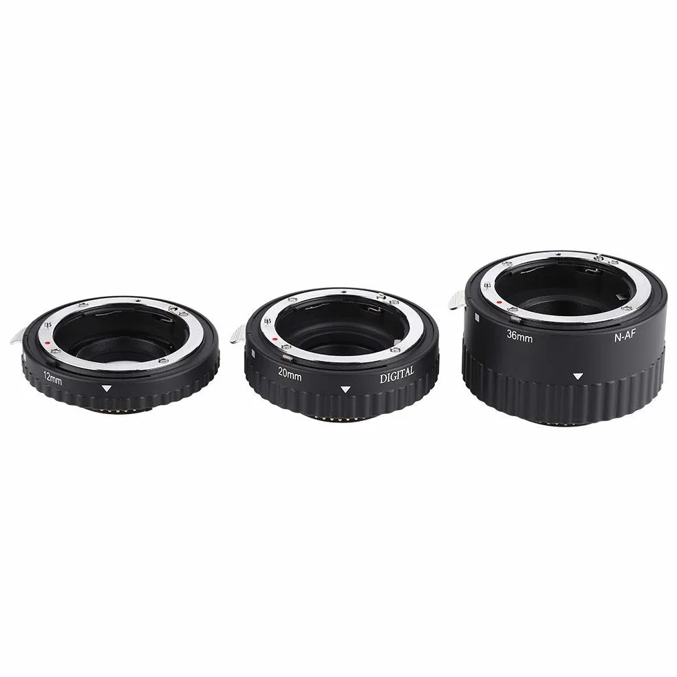Pierścień adaptera obiektywu, 12 mm + 20 mm + 36 mm automatyczna rura przedłużająca obiektyw makro do lustrzanek cyfrowych z mocowaniem F(N-AF-B)