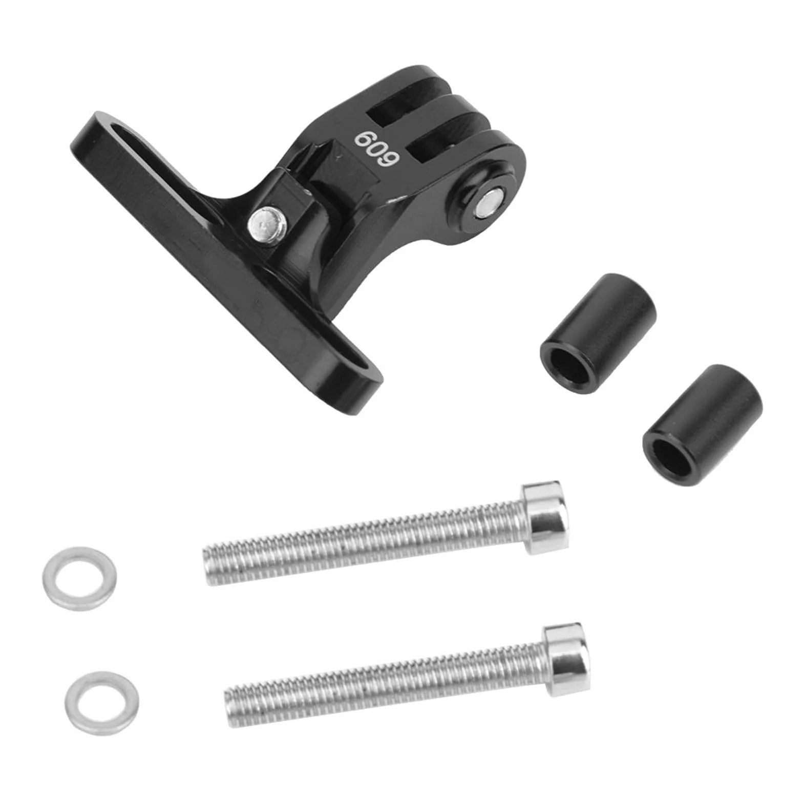 Uchwyt na kamerę rowerową, stop aluminium, adapter trzpienia do kamer GoPro i innych, odporny na rdzę, czarny