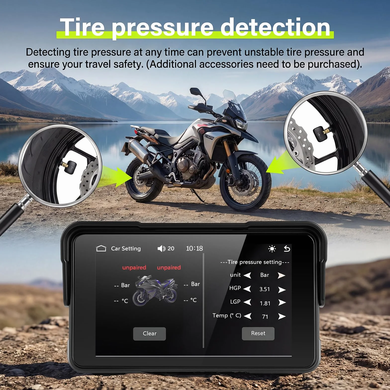 Rimoody GPS motocyklowy 5 cali z funkcją CarPlay i bezprzewodowym systemem Android Auto - wodoodporna nawigacja motocyklowa IP68, ekran dotykowy 5'', uniwersalne mocowanie fizyczne przyciski