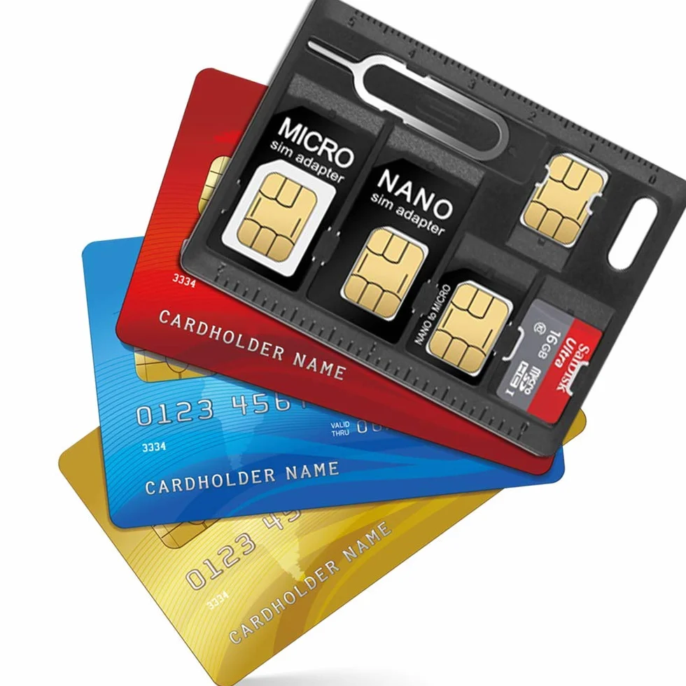 Zestaw narzędzi do kart SIM z pinami, uchwyty na karty Micro Nano Micro-SD, 3 adaptery, 1 pin